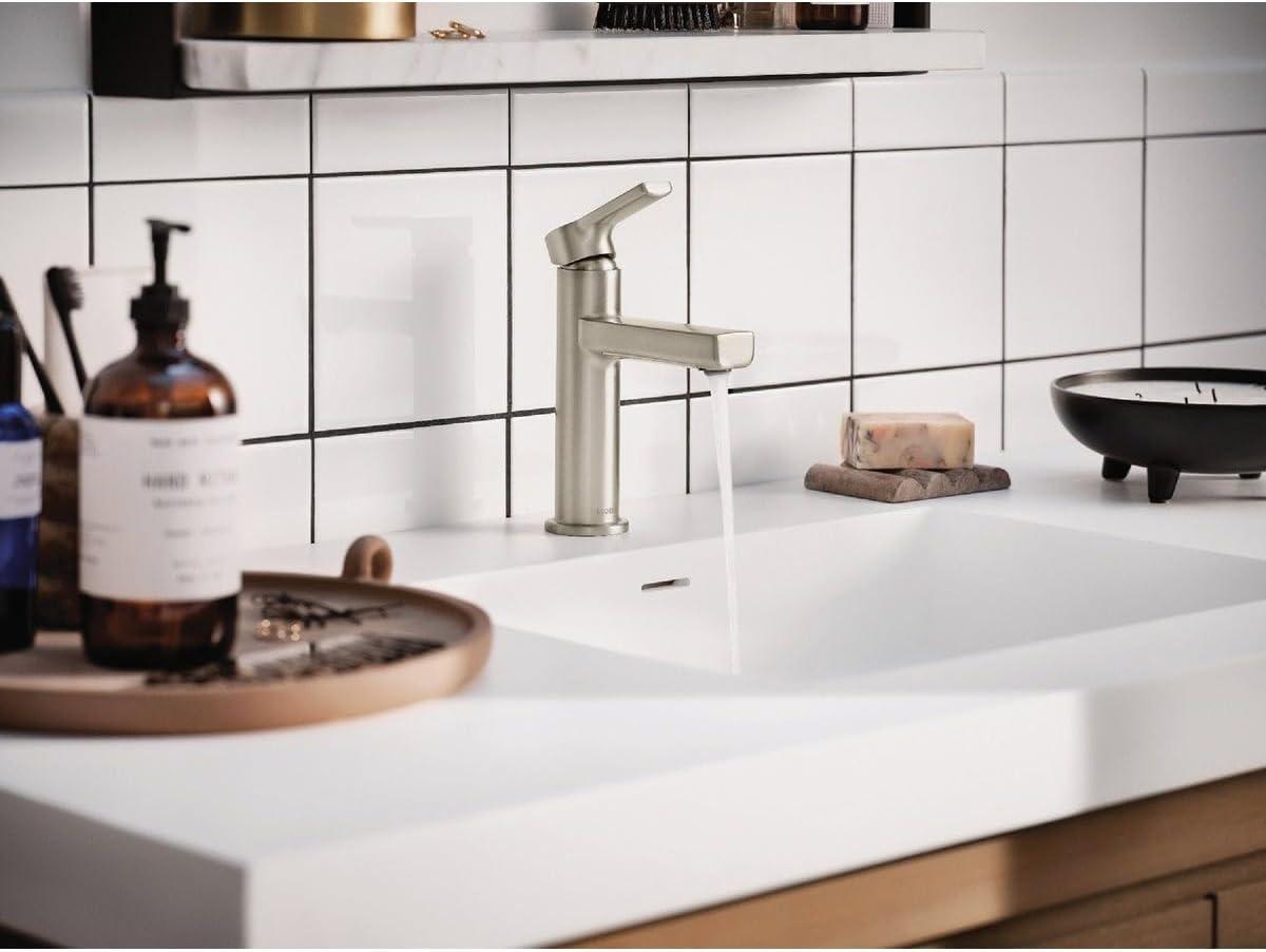 Moen Rinza Spot Resistant Nickel 1-Handle Lever 4 In. Centerset Bathroom Faucet