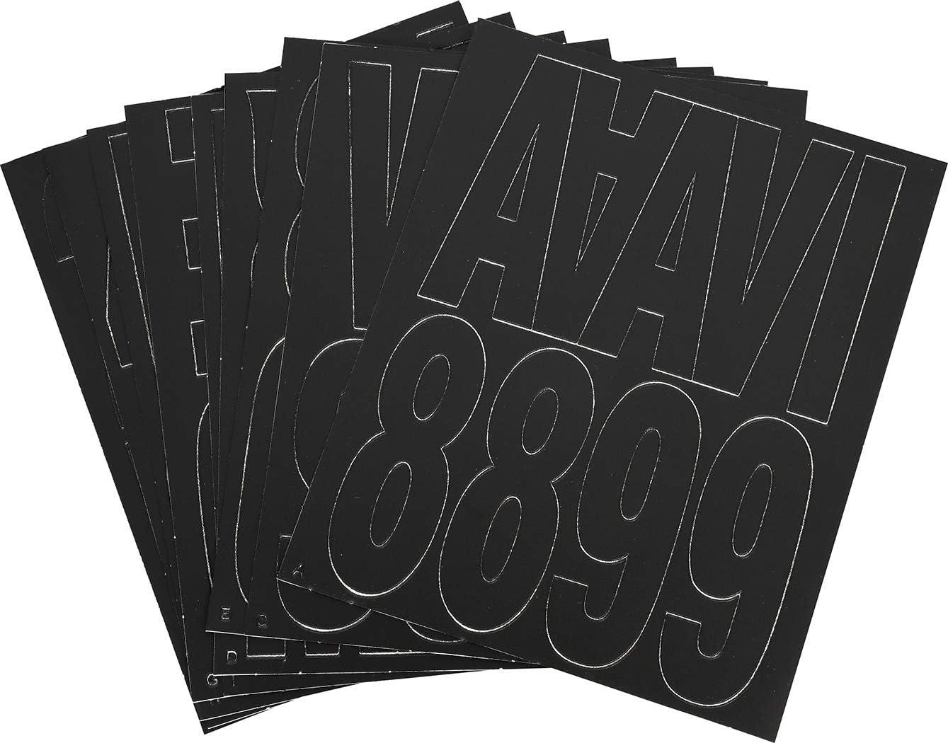 Black Glossy Vinyl Adhesive Letters and Numbers Kit, 3-Inch