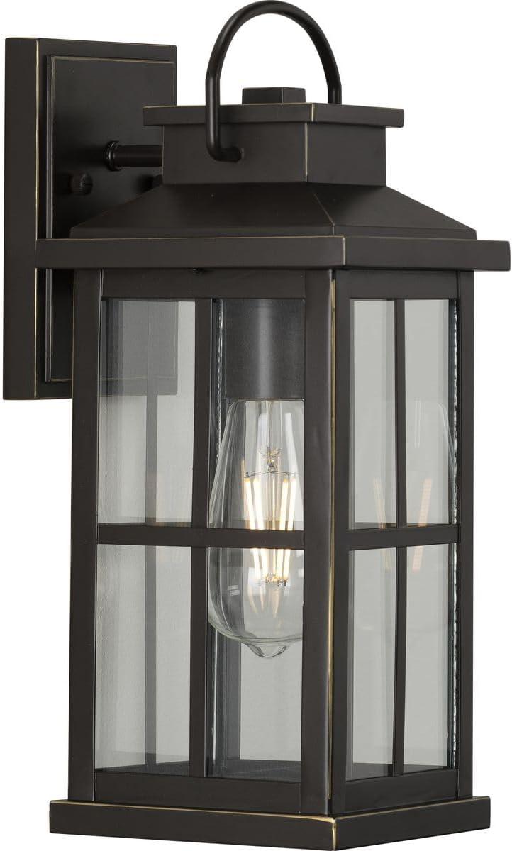 Progress Lighting Williamston 1-Light Antique Bronze Outdoor Wall Lantern with Clear Glass Shade