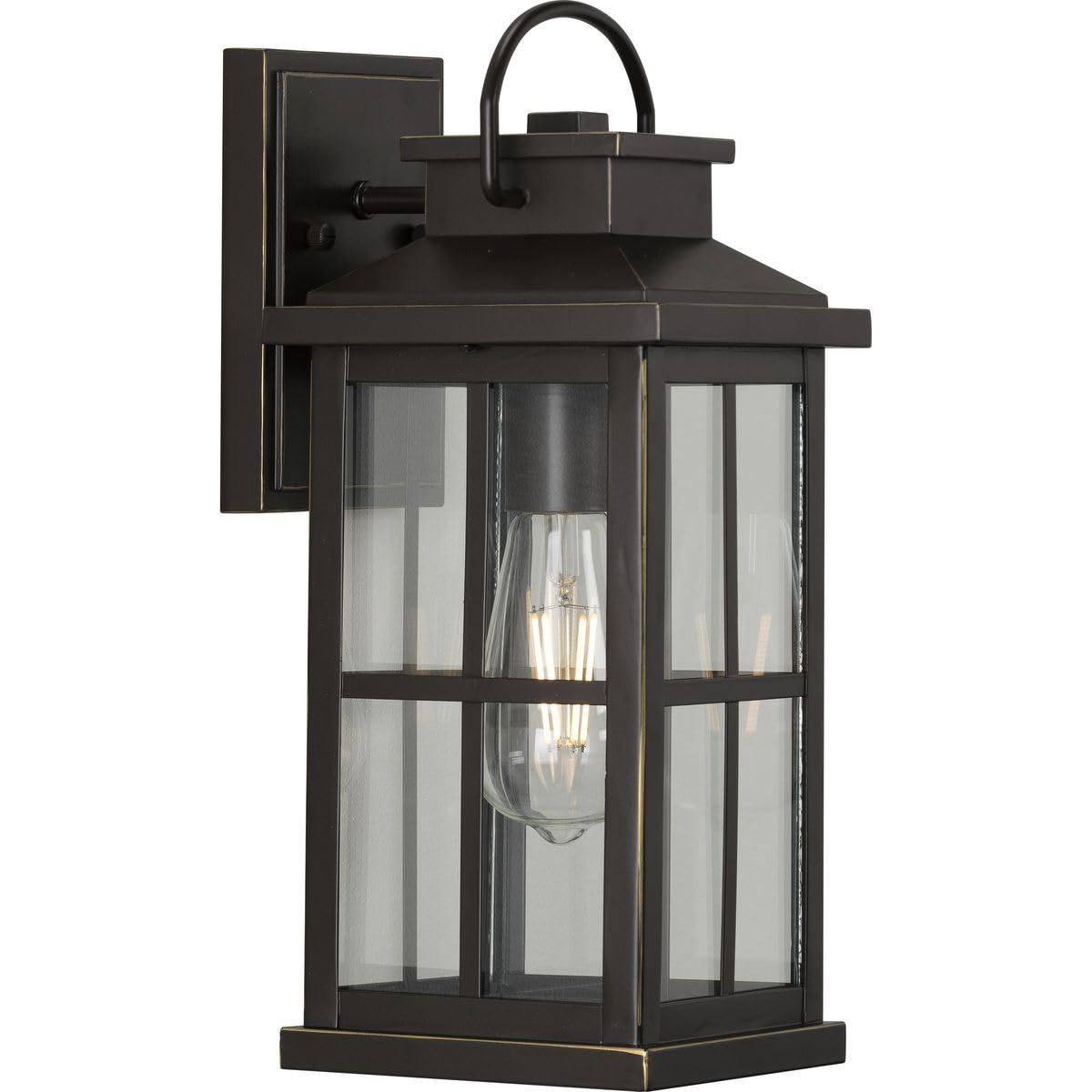 Progress Lighting Williamston 1-Light Antique Bronze Outdoor Wall Lantern with Clear Glass Shade