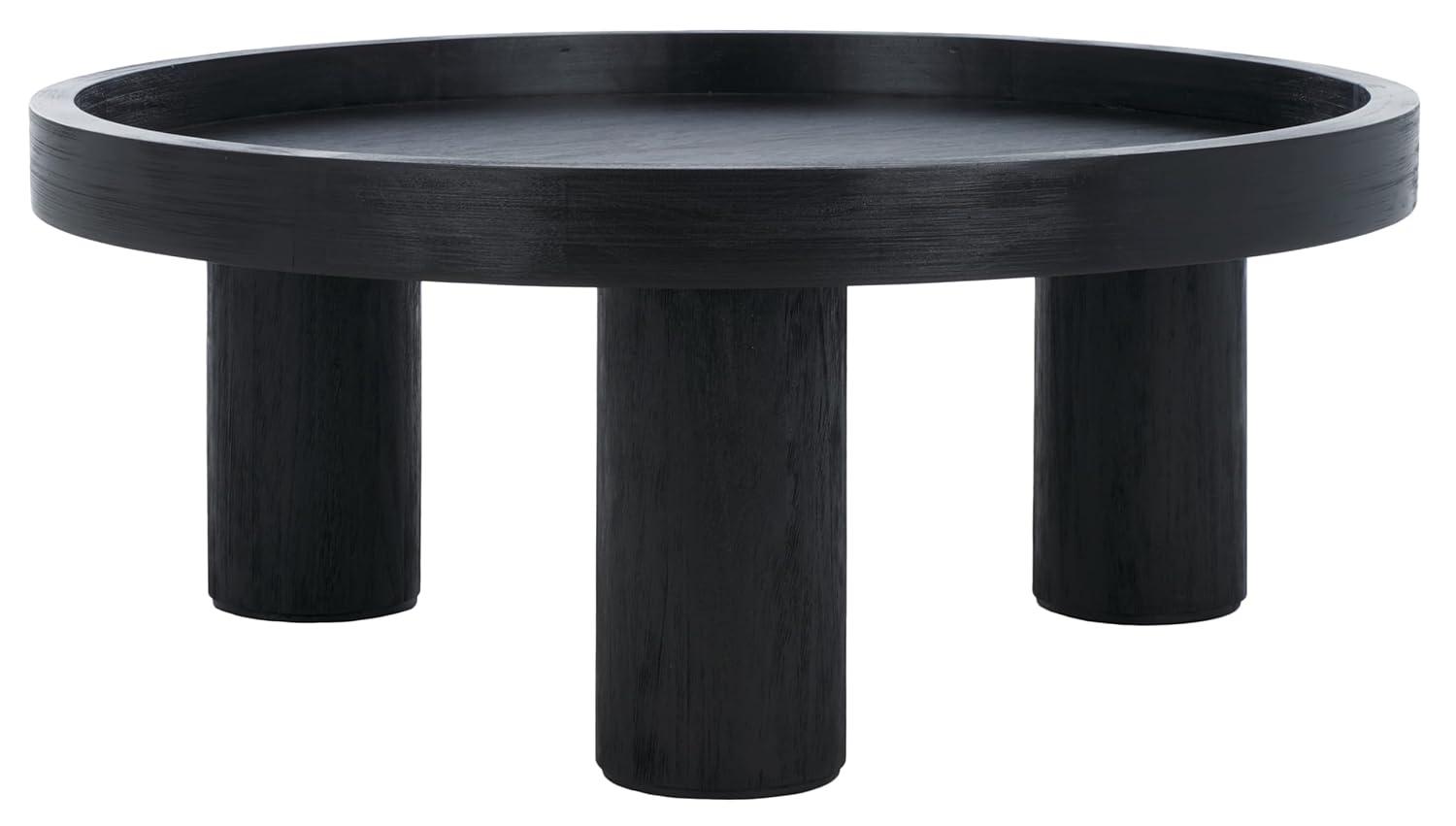 Devin Round Coffee Table - Black - Safavieh