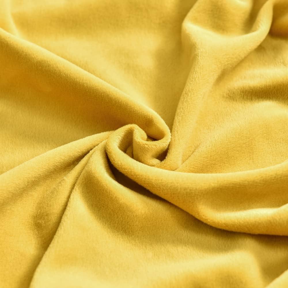 Yellow Velvet Stretch Wingback Chair Slipcover