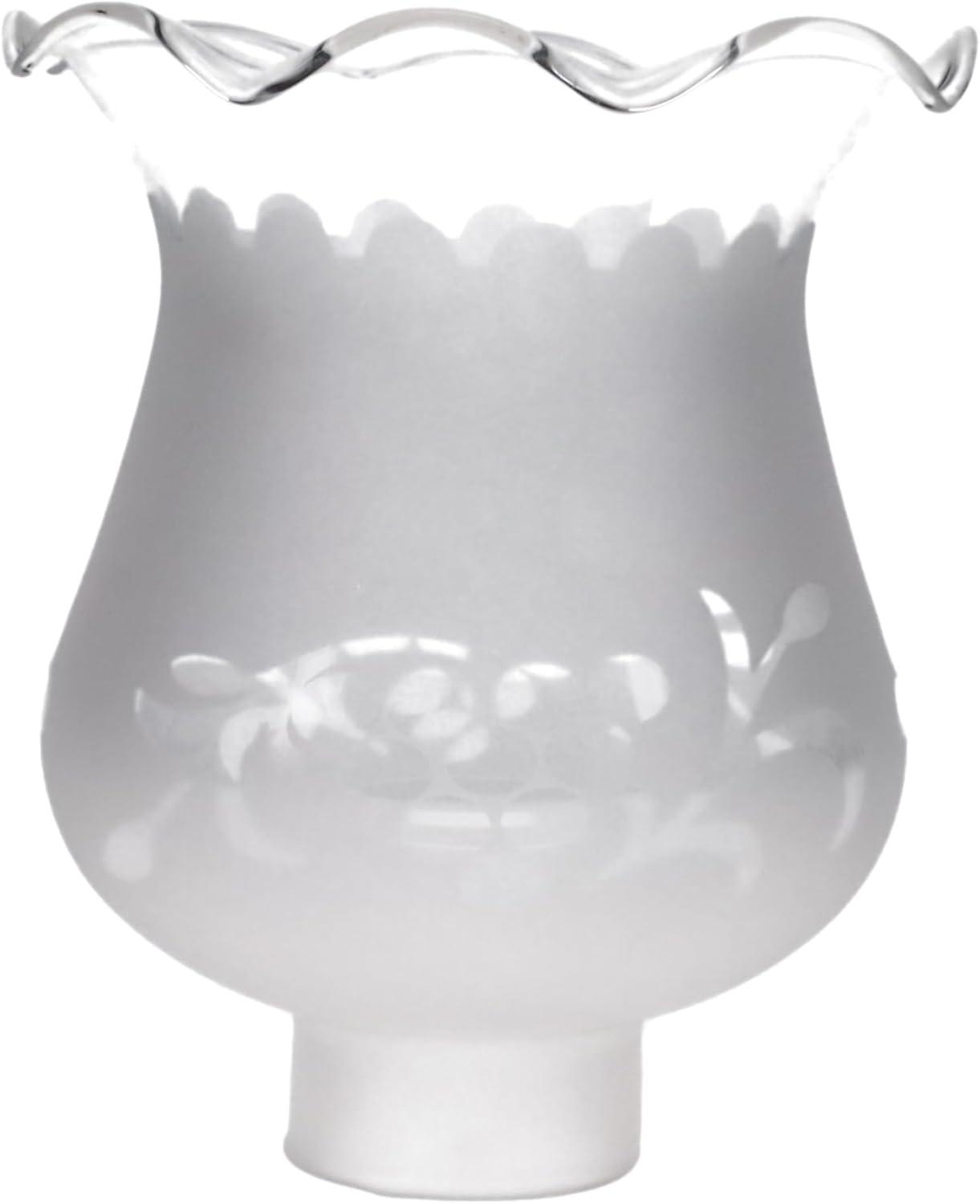B&P Lamp 1 5/8 Inch Fitter Colonial Style Frosted and Etched Design Glass Lamp Shade for Vintage and Antique Style Globes