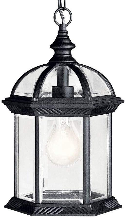 Black and Clear Glass LED Hanging Lantern