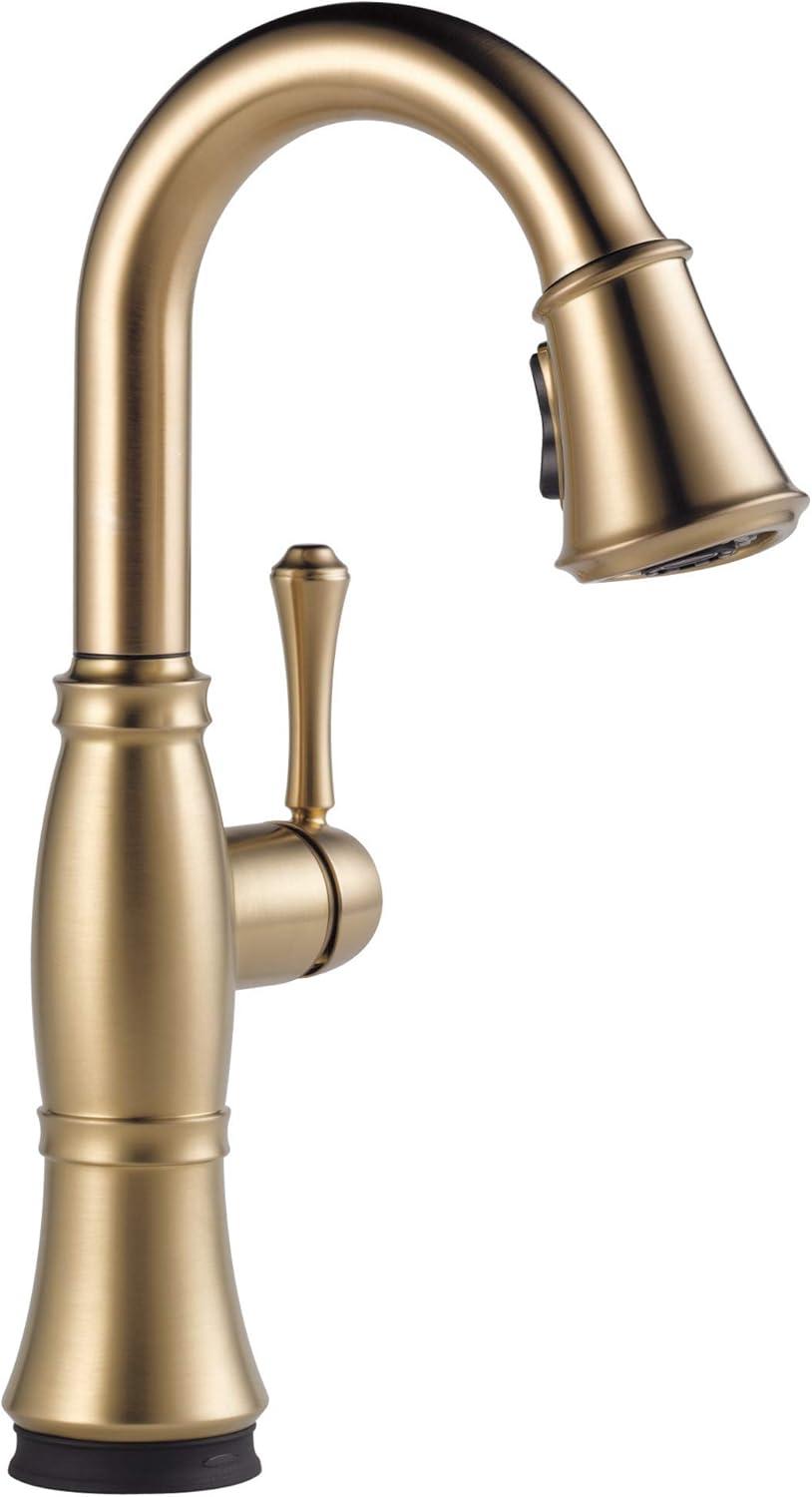 Elegant Bronze 15" Modern Bar Prep Faucet with Pull-out Spray