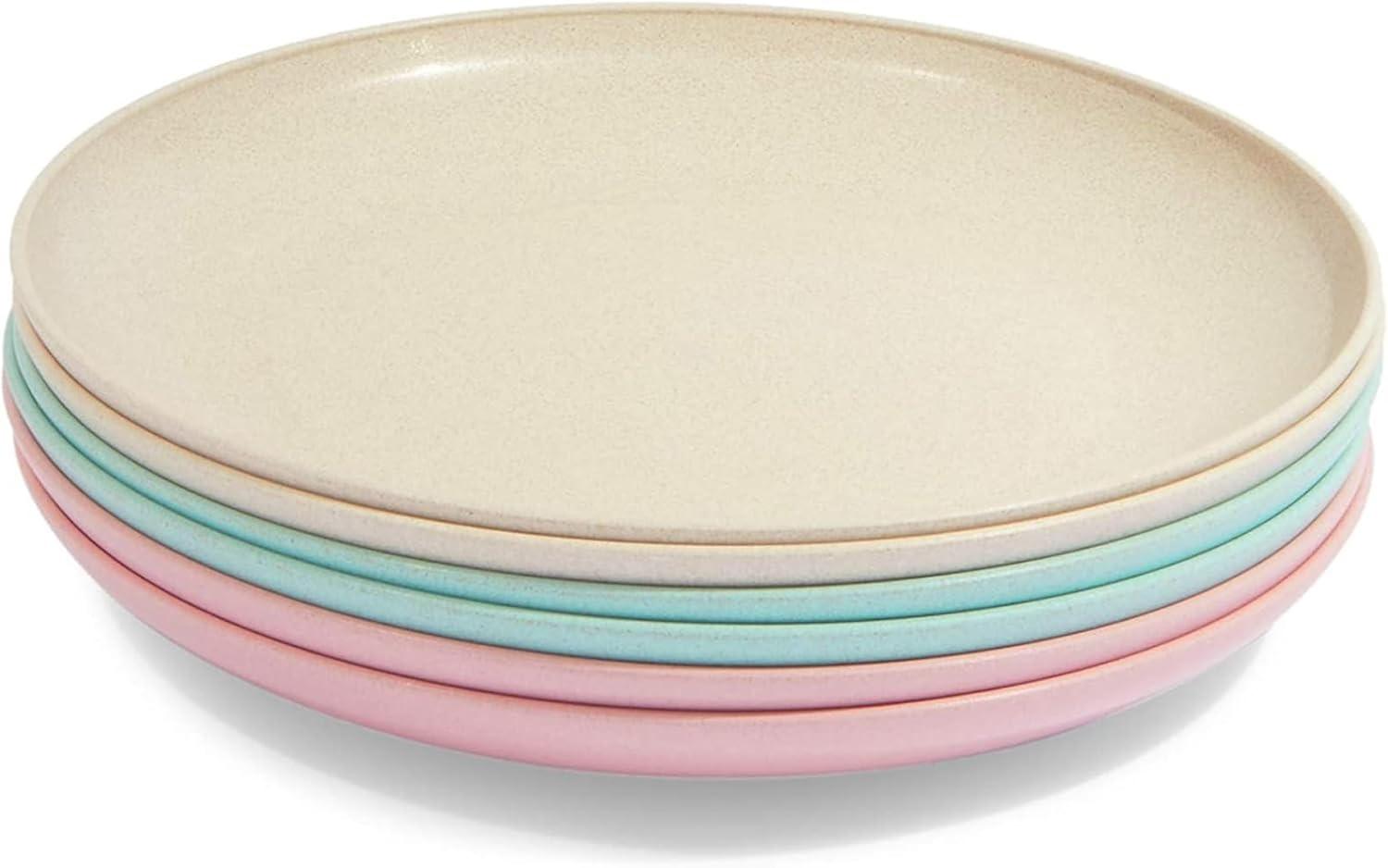 Okuna Outpost Set of 6 Unbreakable Wheat Straw Cereal Dinner Plates Set for Kids, 8 In, 3 Colors