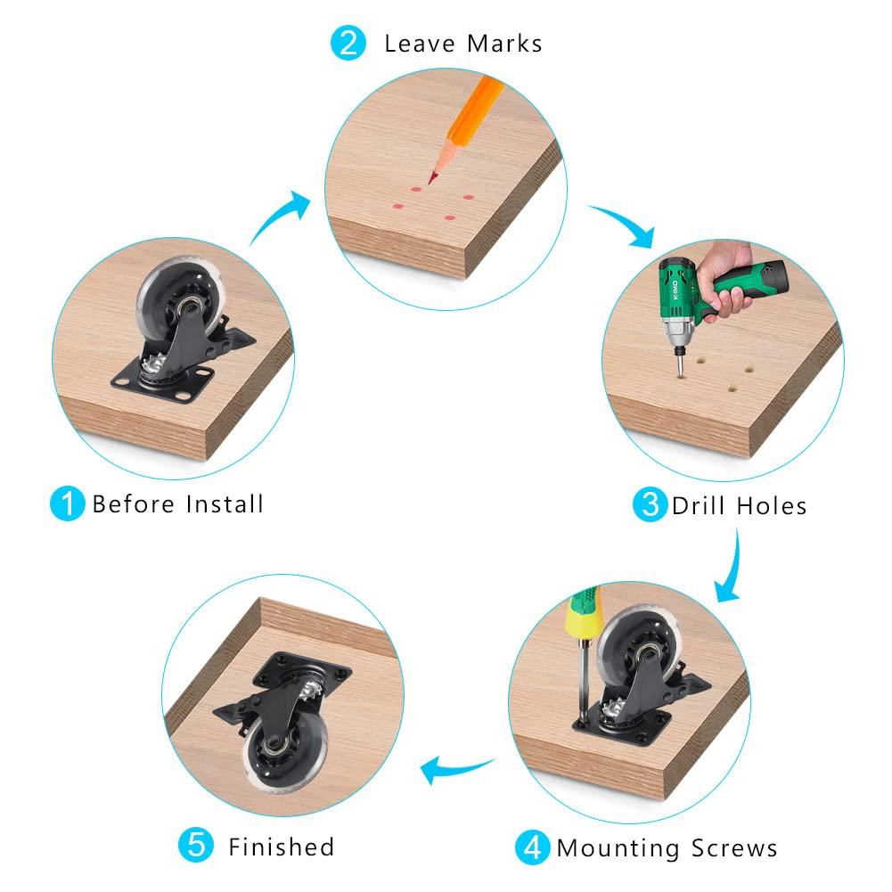 SKYSHALO PVC 3 in Swivel Casters, Orange, 4 Pack