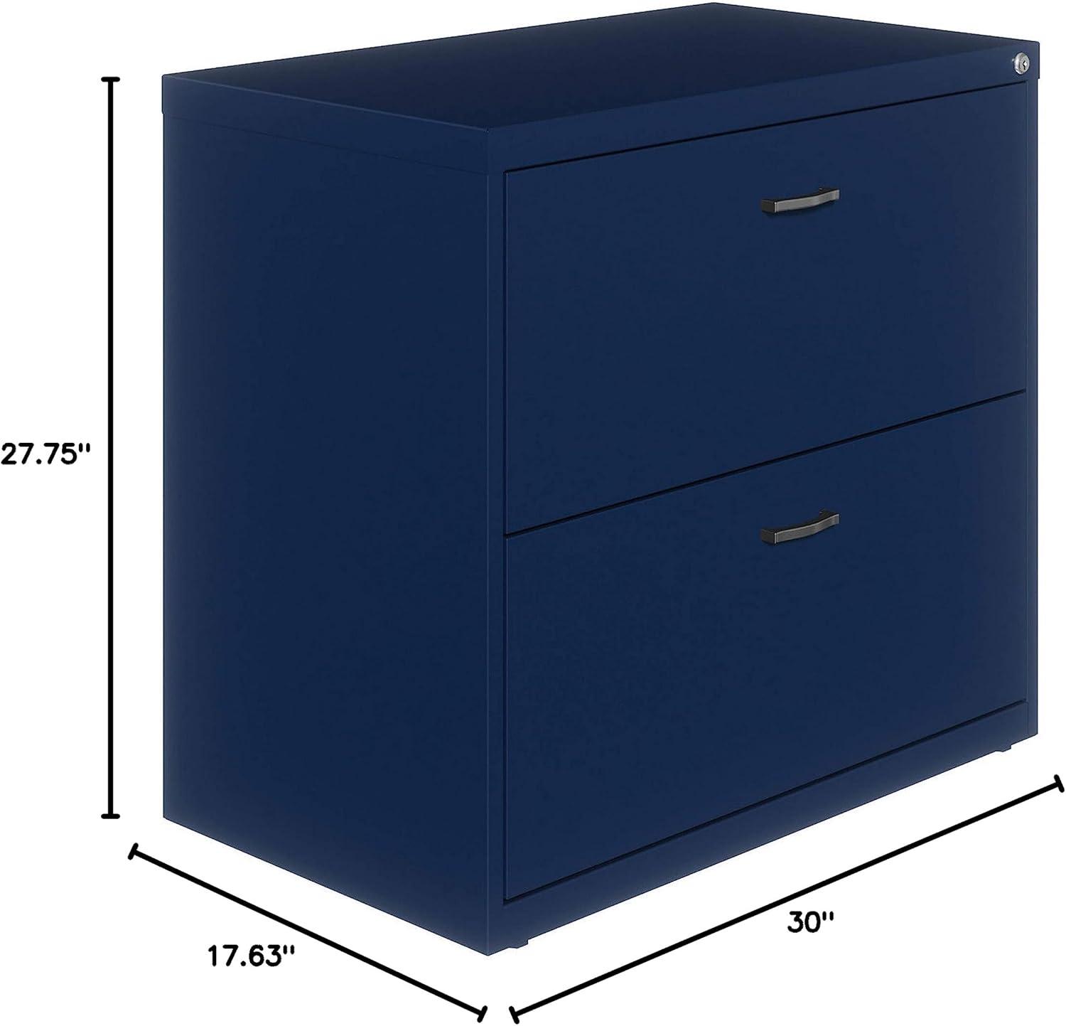 Navy 36" Steel 2-Drawer Lockable Lateral File Cabinet