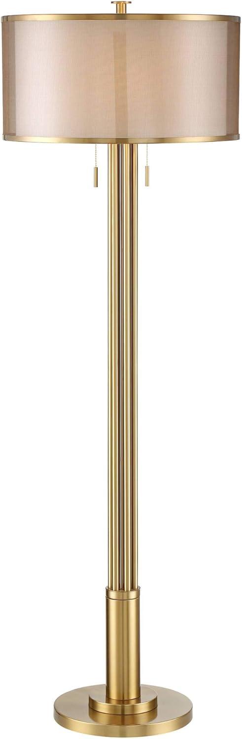 Granview 70.5" Antique Brass Metal Floor Lamp with Organza and Linen Shade