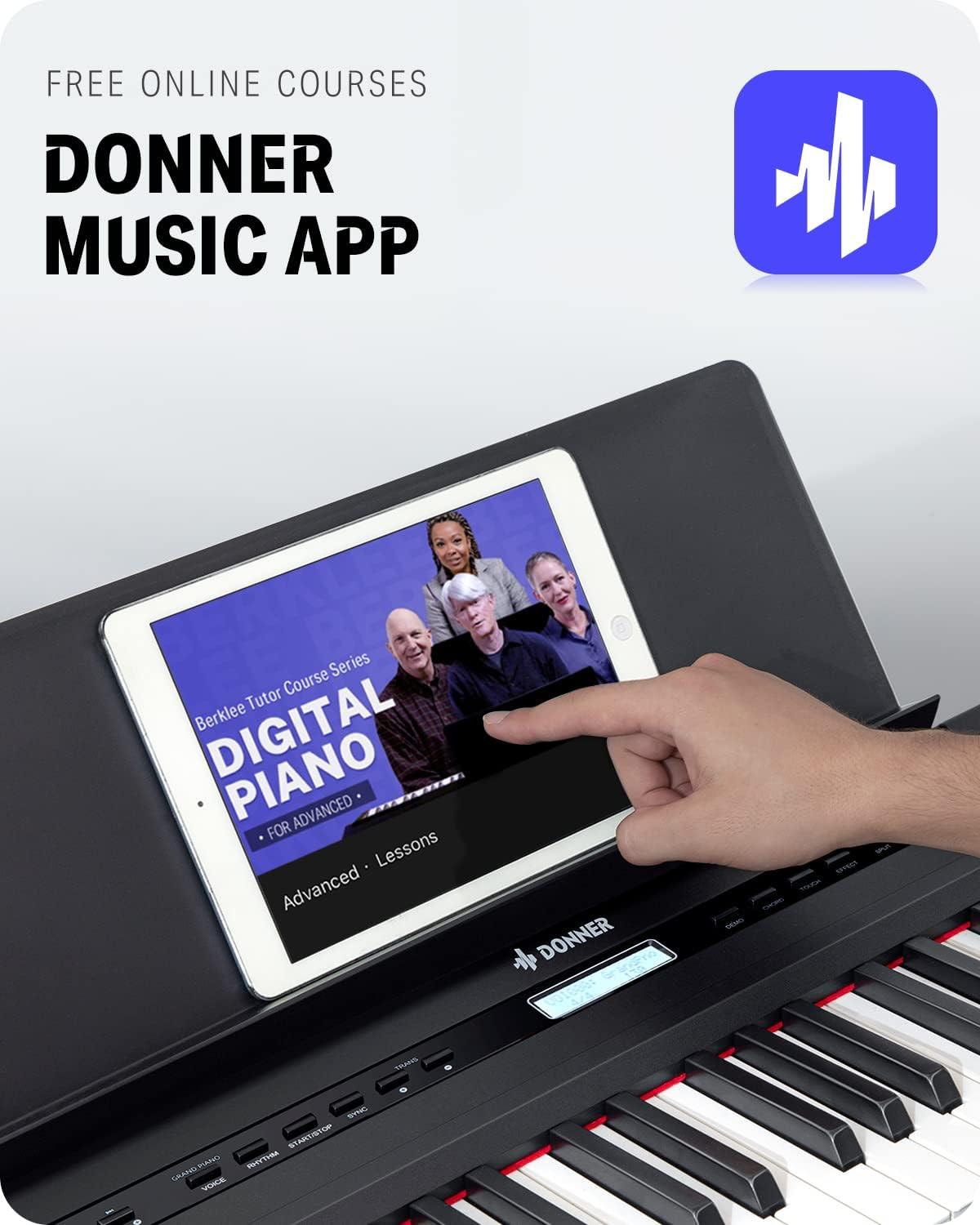 Donner DEP-20 Beginner Digital Piano 88 Key Full Size Weighted Keyboard, Portable Electric Piano with Sustain Pedal, Power Supply