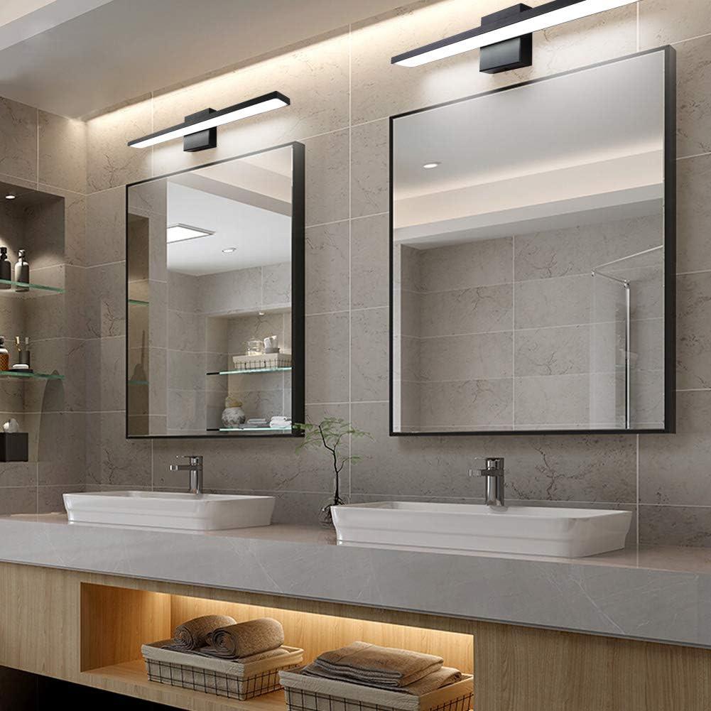 Ralbay 24in Modern LED Black Vanity Light, 5-Piece All-in-One Bathroom Set, 20W Frosted Aluminum for Bathroom Vanity Lighting Fixtures Cool White 6000K