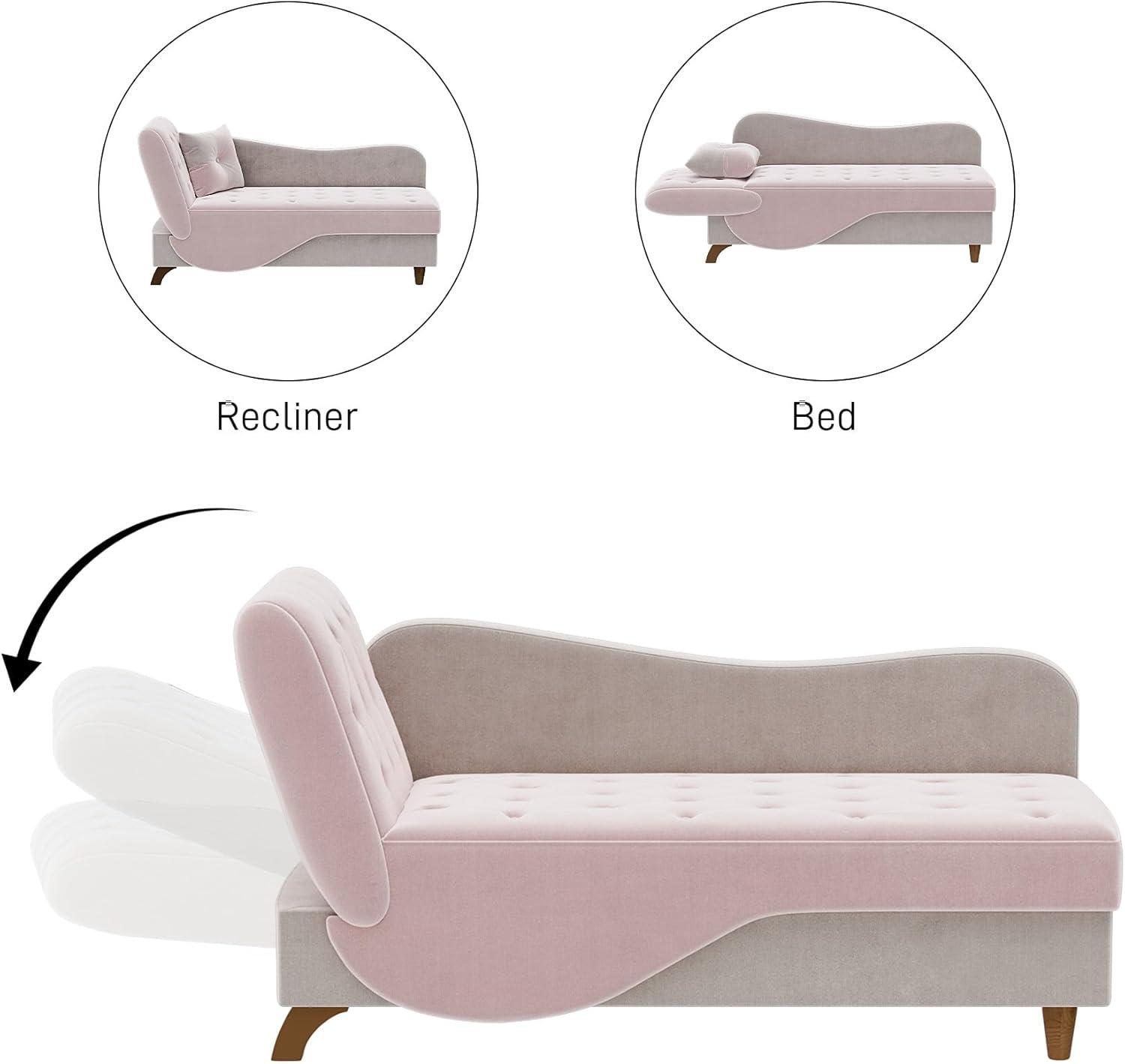 Mercer41 Acotas Velvet Upholstered Chaise Lounge with Storage