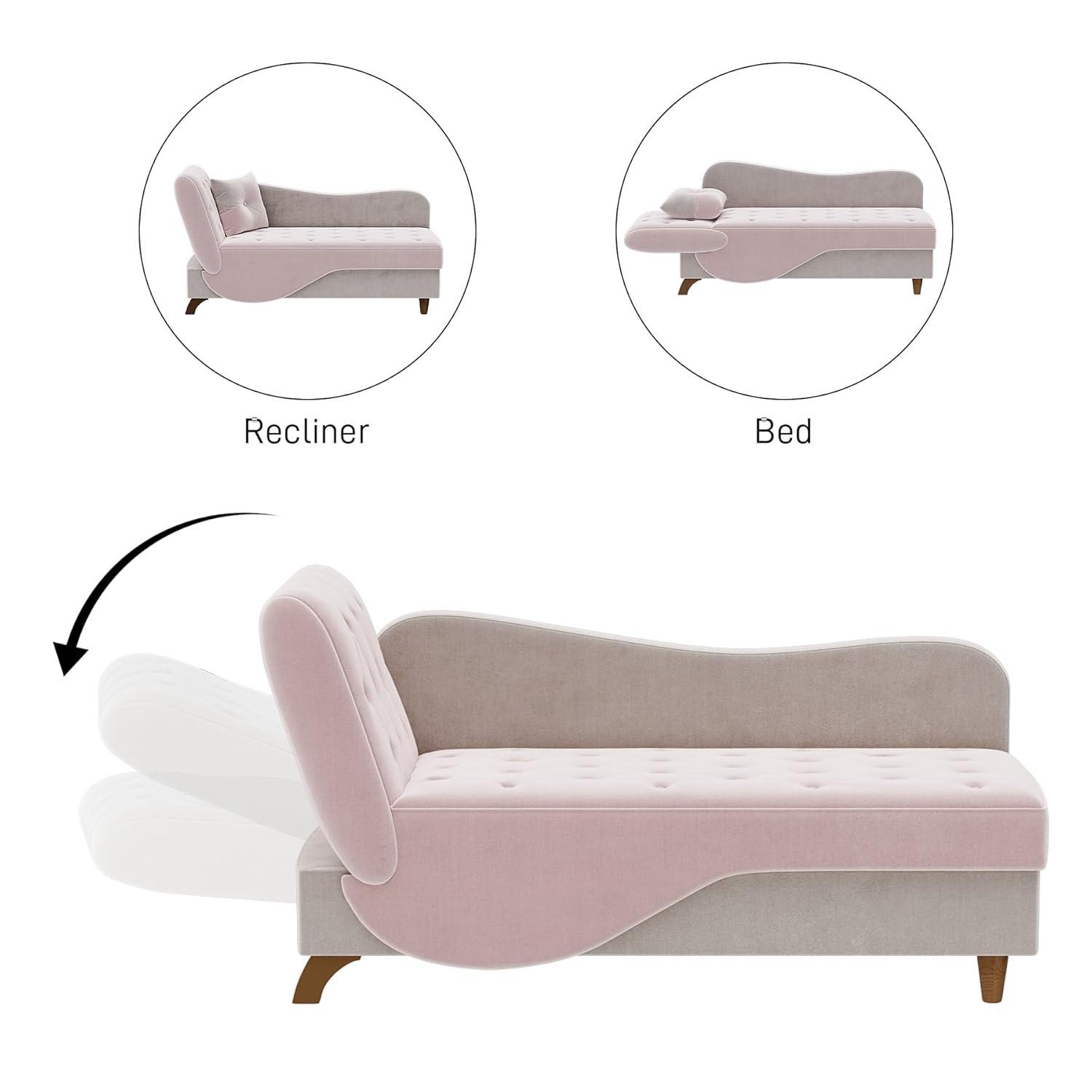 Mercer41 Acotas Velvet Upholstered Chaise Lounge with Storage