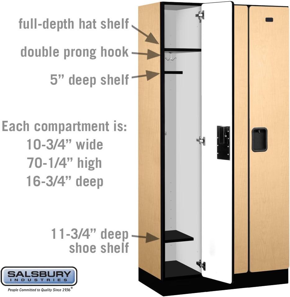 Maple Single Tier Lockable Wood Locker with Steel Handles