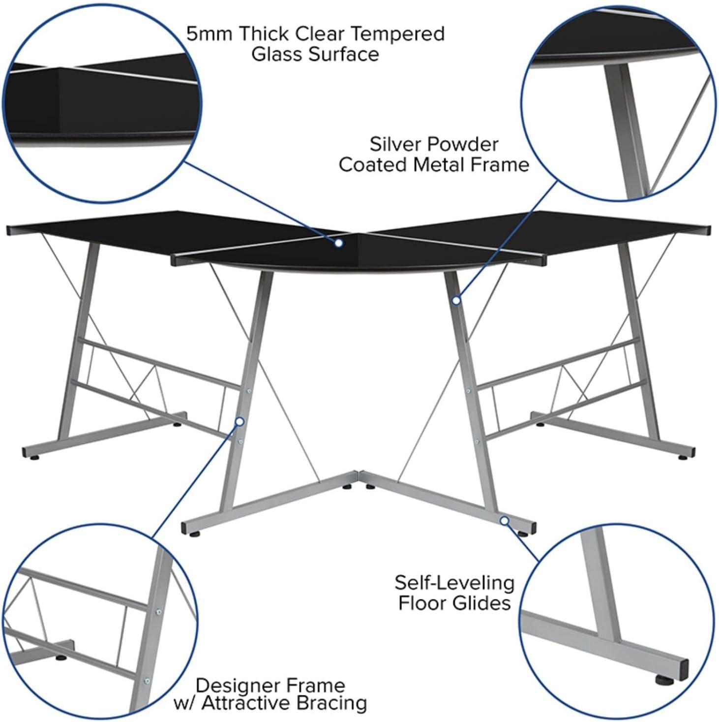 Flash Furniture L-Shaped Desk 83.5" Computer Corner Desk, Gaming Corner Desk, Home Office Corner Desk, Gaming Desk, Easy to Assemble, Black