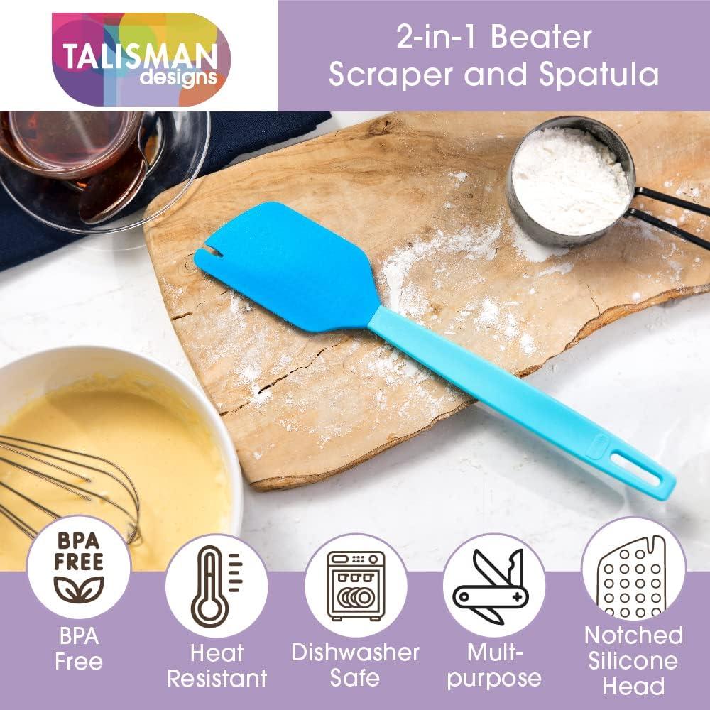 Talisman Designs 2-in-1 Beater Scraper Spatula, Blue