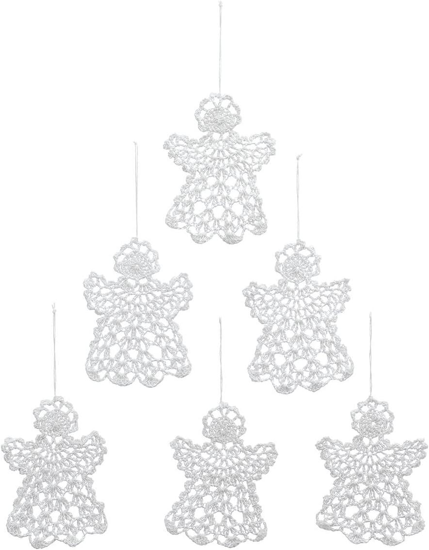 White Crocheted Angel Ornaments Set of 6