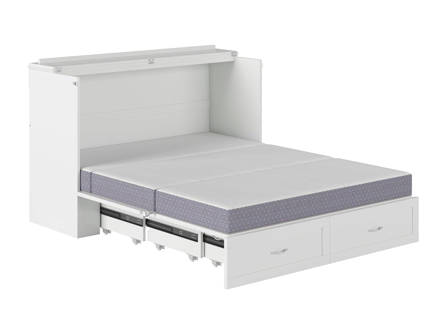 Hamilton Murphy Bed Chest Queen White with Charging Station