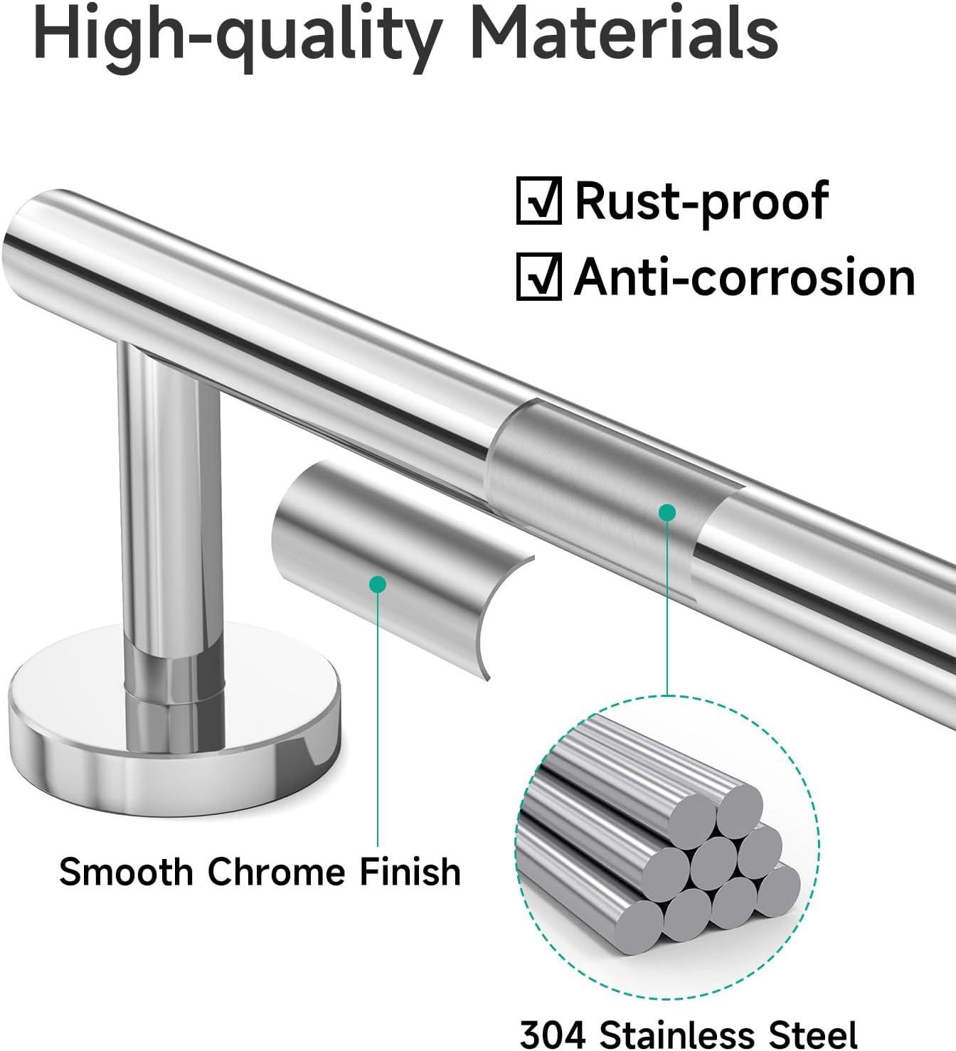 Polished Chrome 24-Inch Stainless Steel Wall-Mounted Towel Bar