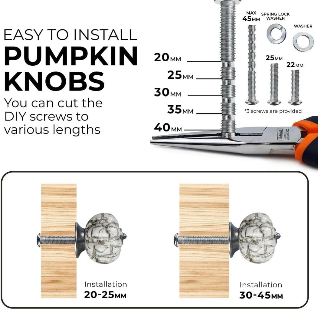 DIY Décor Hub - Pumpkin Knobs, Antique Silver-Gray Cabinet Knobs, 10-Pack