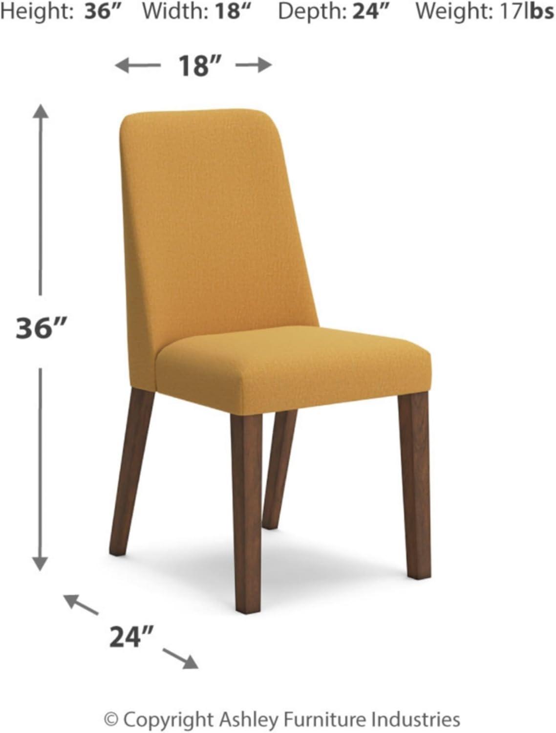 Mustard Yellow and Brown Upholstered Wood Side Chair Set