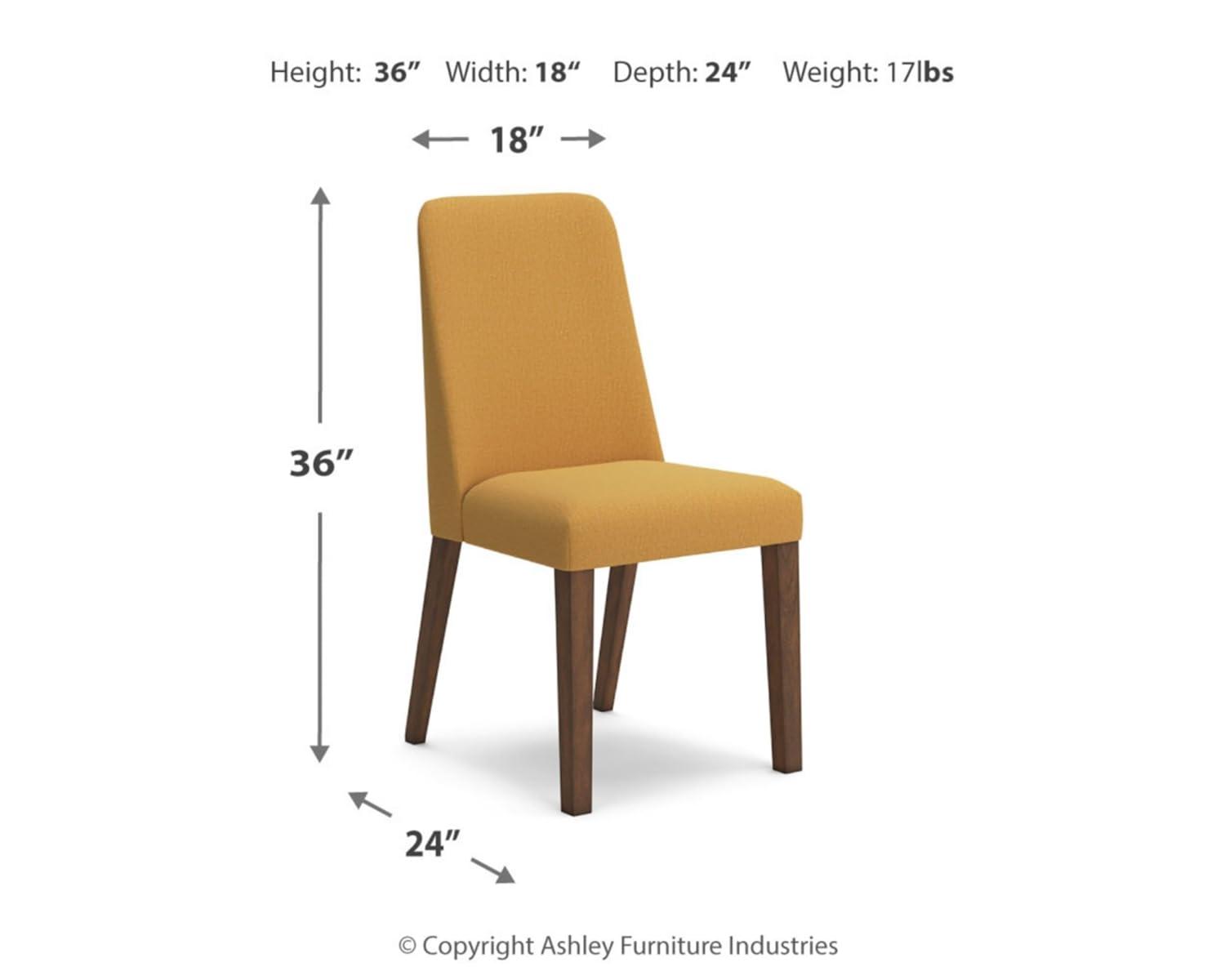 Mustard Yellow and Brown Upholstered Wood Side Chair Set