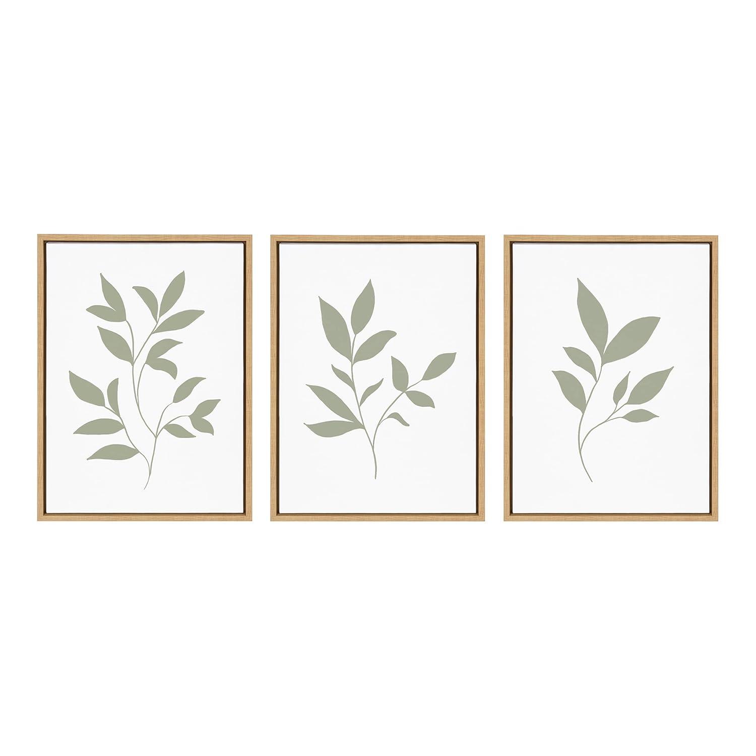 Kate and Laurel Sylvie Modern Sage Green Botanical Outdoor Nature Print 1, 2 and 3 Framed Canvas by The Creative Bunch Studio, 3 Piece 18x24, Natural