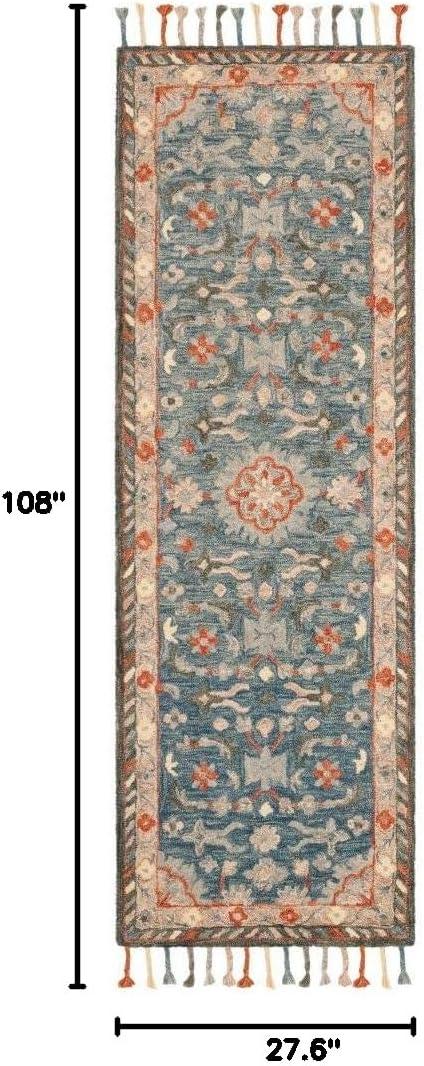 Aspen APN123 Hand Tufted Runner Rug - Blue/Rust - 2'3"x9' - Safavieh.