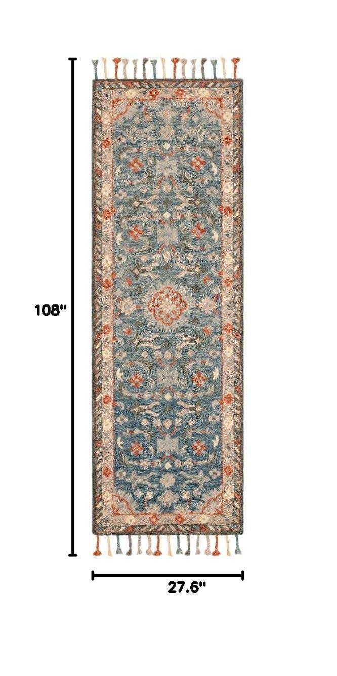 Aspen APN123 Hand Tufted Runner Rug - Blue/Rust - 2'3"x15' - Safavieh.