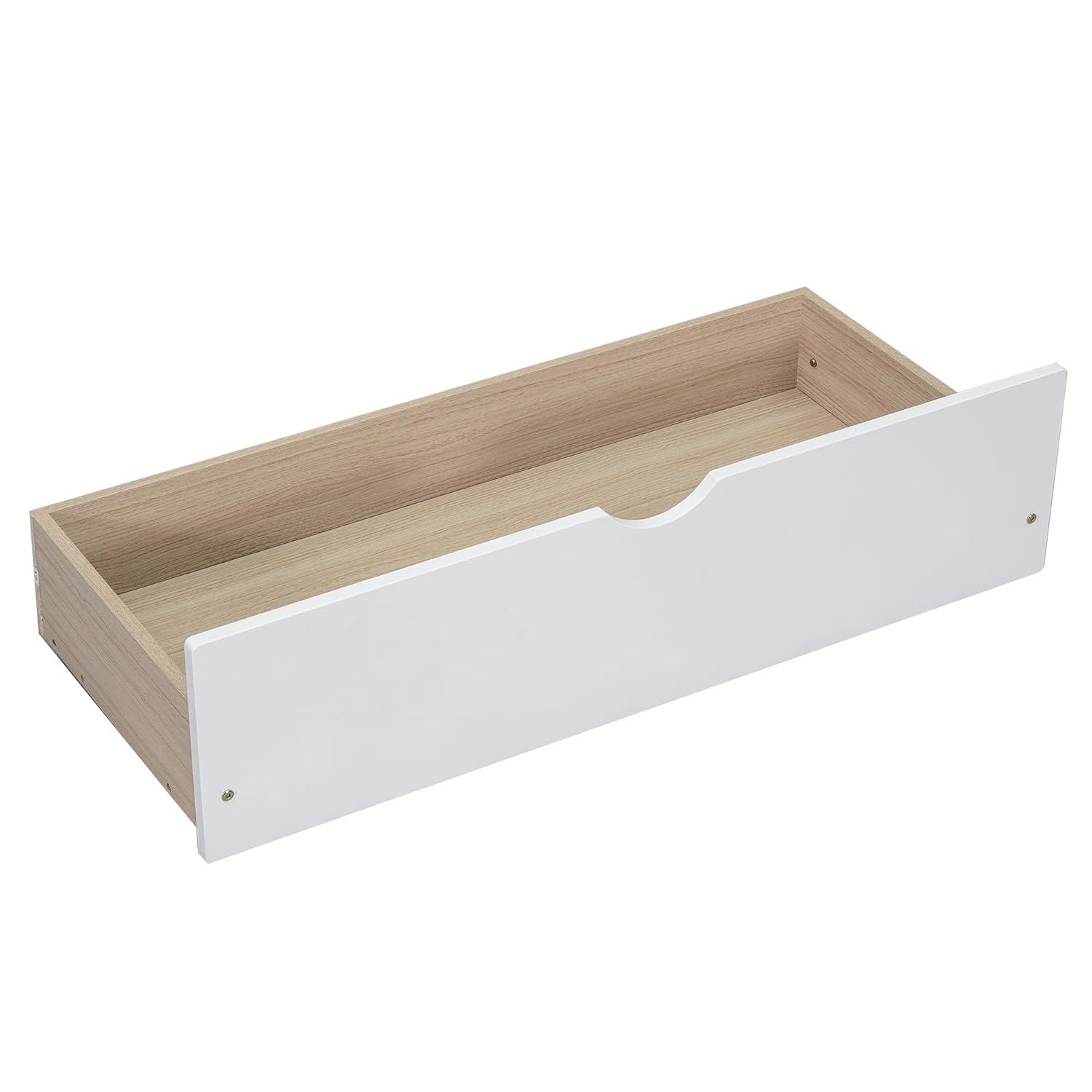 Merax Twin Over Full Bunk Bed with 2 Storage Drawers,Solid Wood Bunk Bed with Ladder and Safety Guardrail for Bedroom Kids Adults, Can be Separated into 2 Beds,White