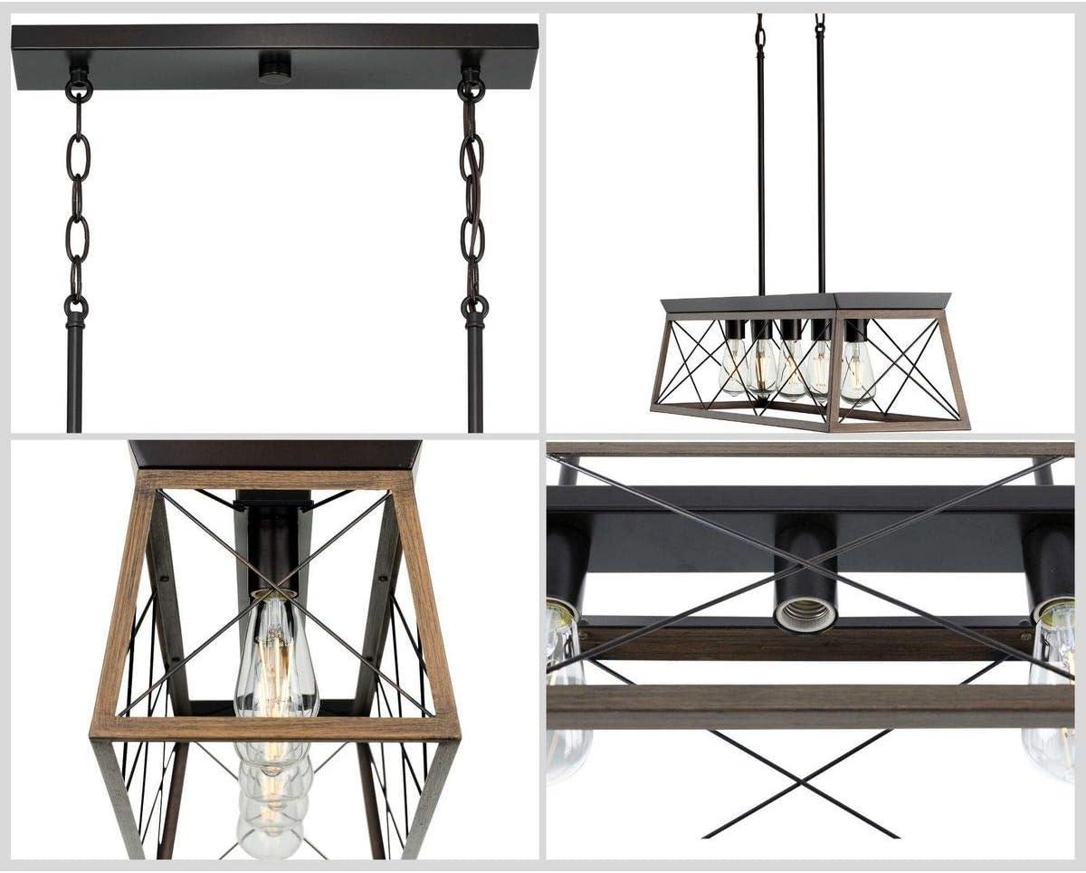 Progress Lighting Briarwood 5-Light Linear Chandelier, Antique Bronze, Faux-Painted Wood Enclosure