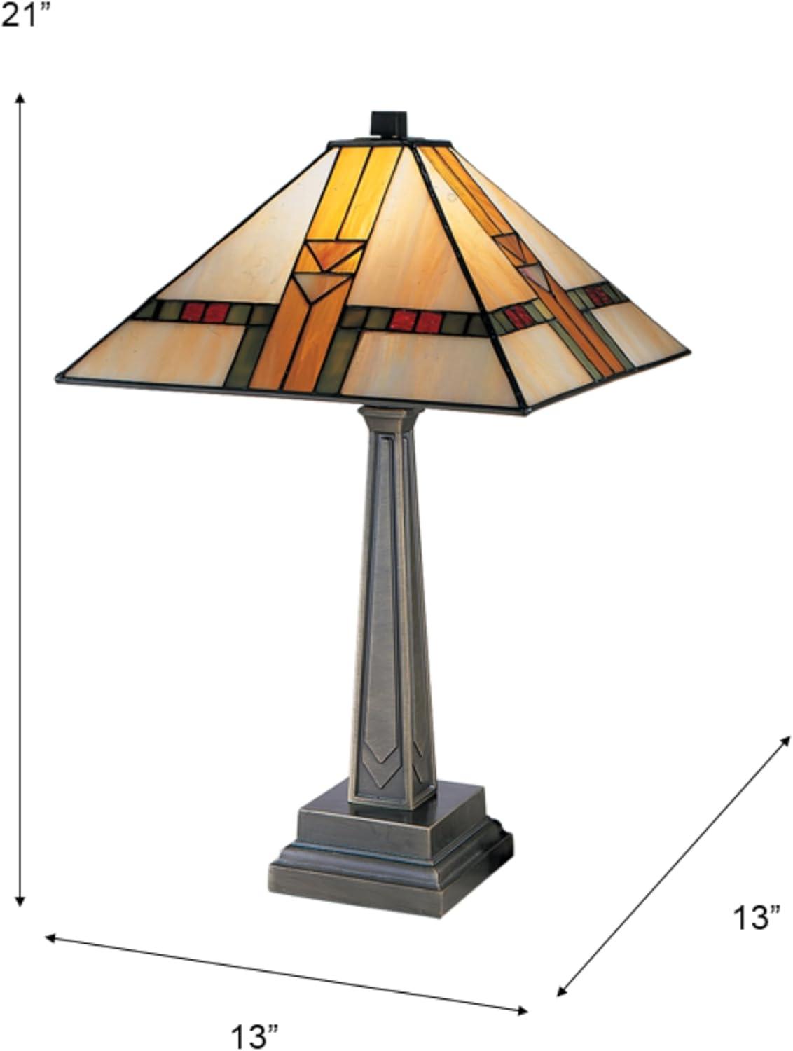 Edmund Mission 21" Stained Glass Table Lamp in Chocolate Bronze