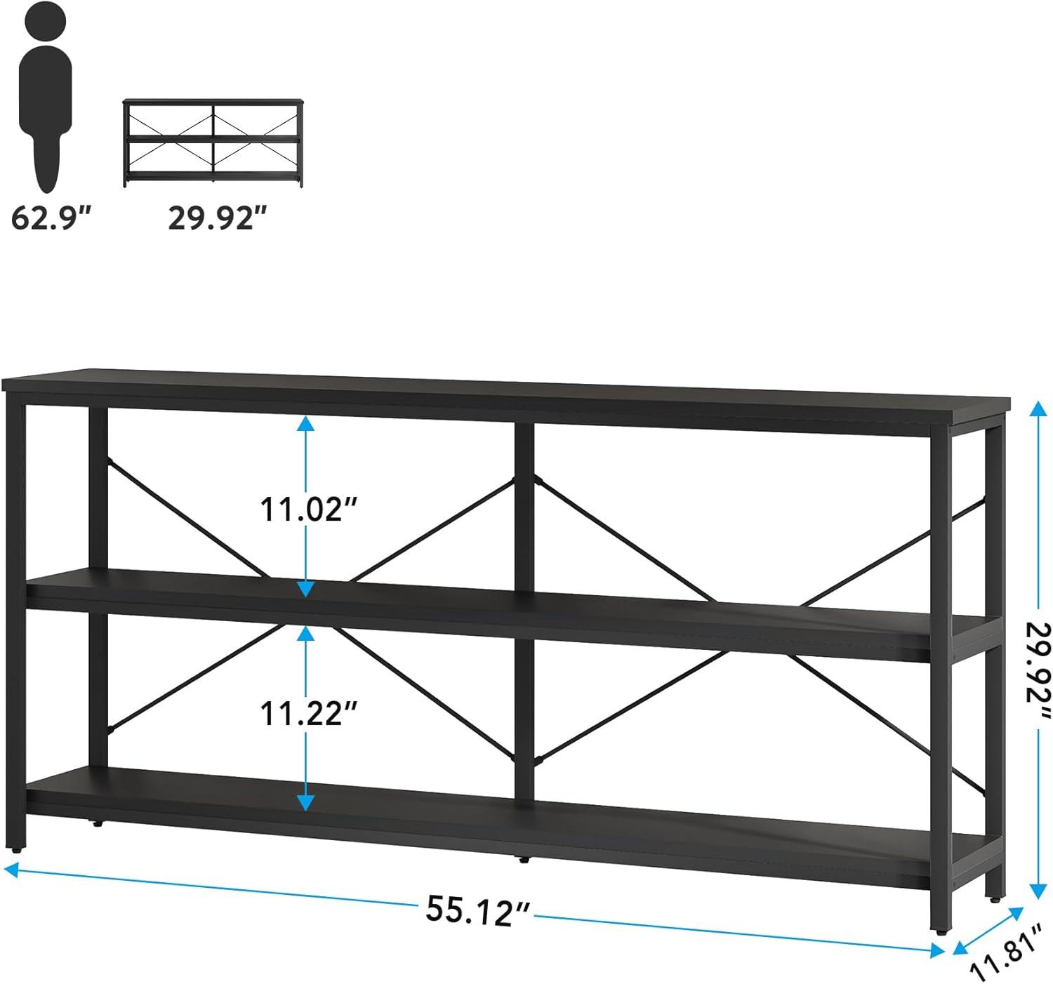 Tribesigns 55 Inches 3 Tiers TV Stand Console Long Sofa Table, Black