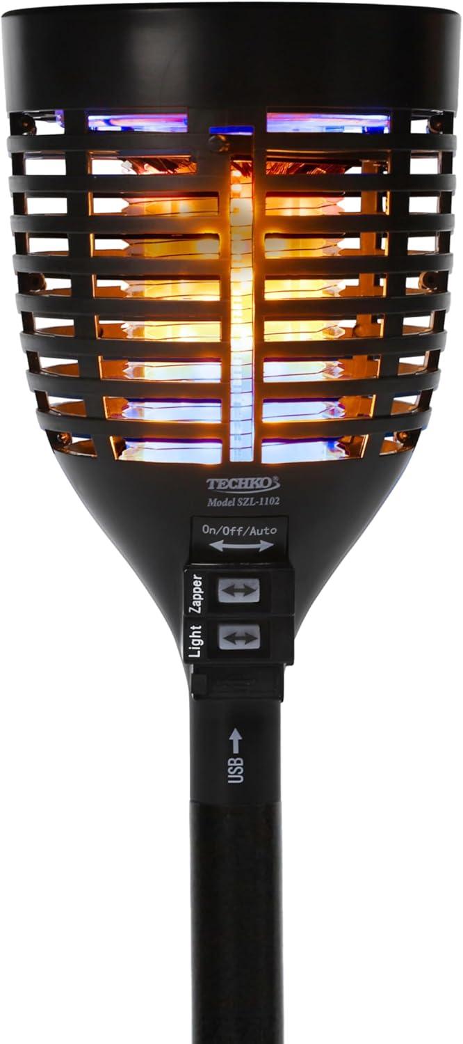 Solar Black Bug Zapper Torch with Easy-Clean Brush