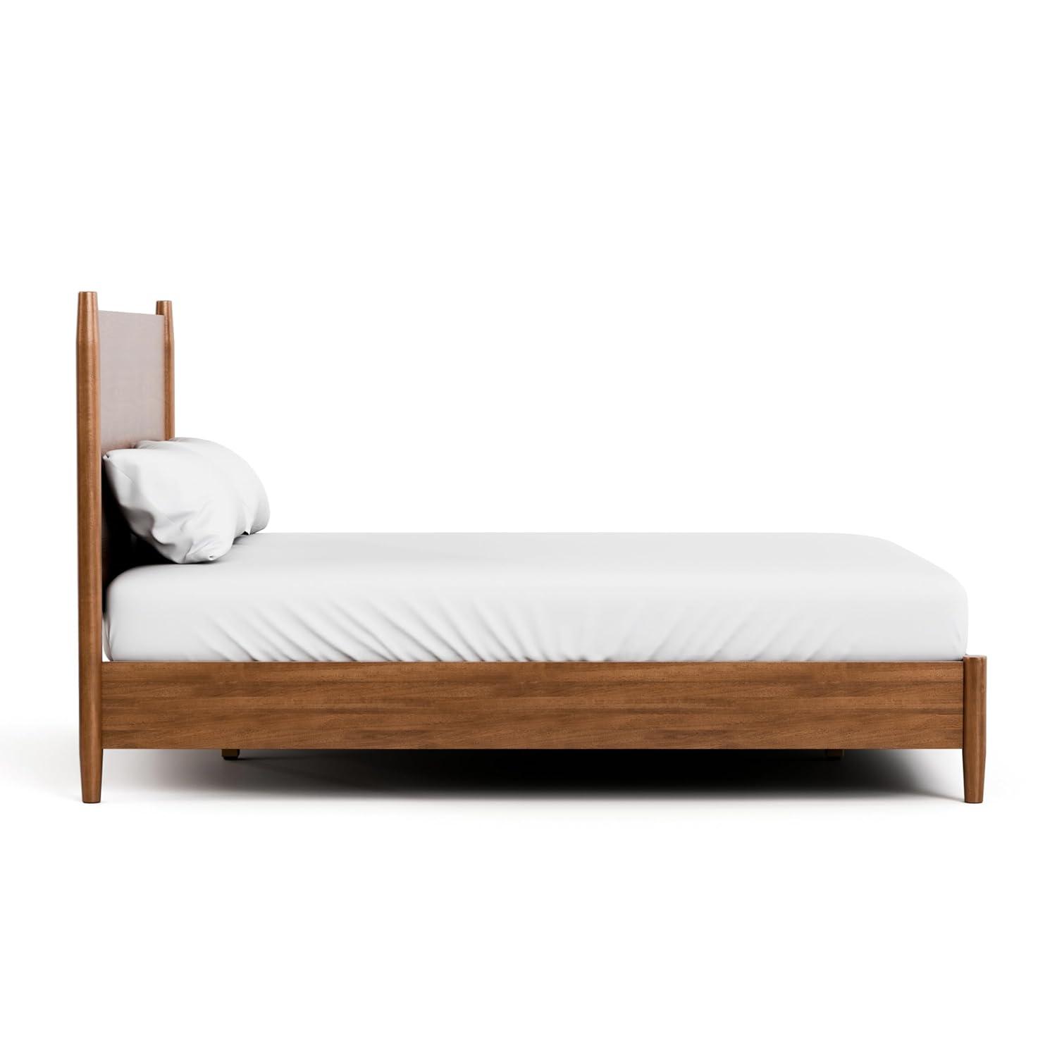 HOMES: Inside + Out Full Riverstone Mid-Century Modern Platform Bed with Headboard Walnut Wood