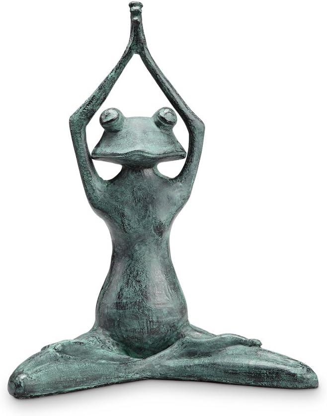 Green Aluminum Stretching Yoga Frog Garden Statue