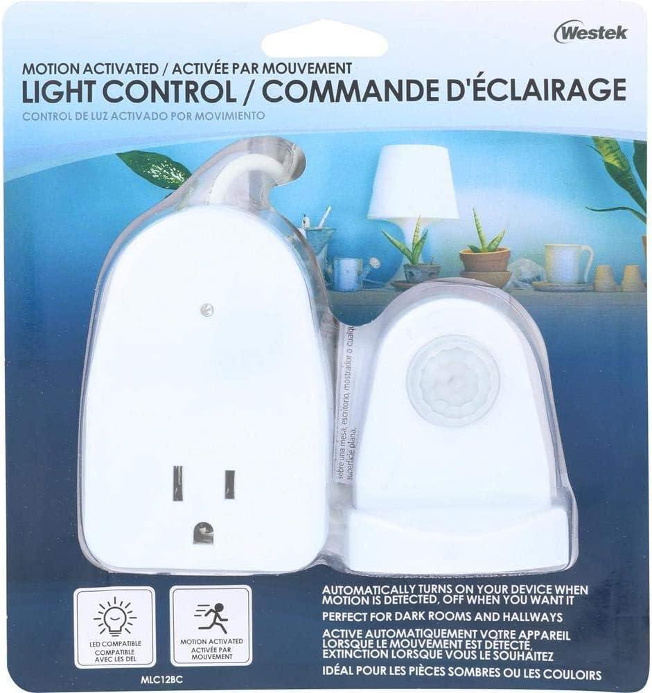 Westek MLC12BC-4 Indoor Plug-in Corded Motion Activated Light Control, 1 Count Pack of 1, White