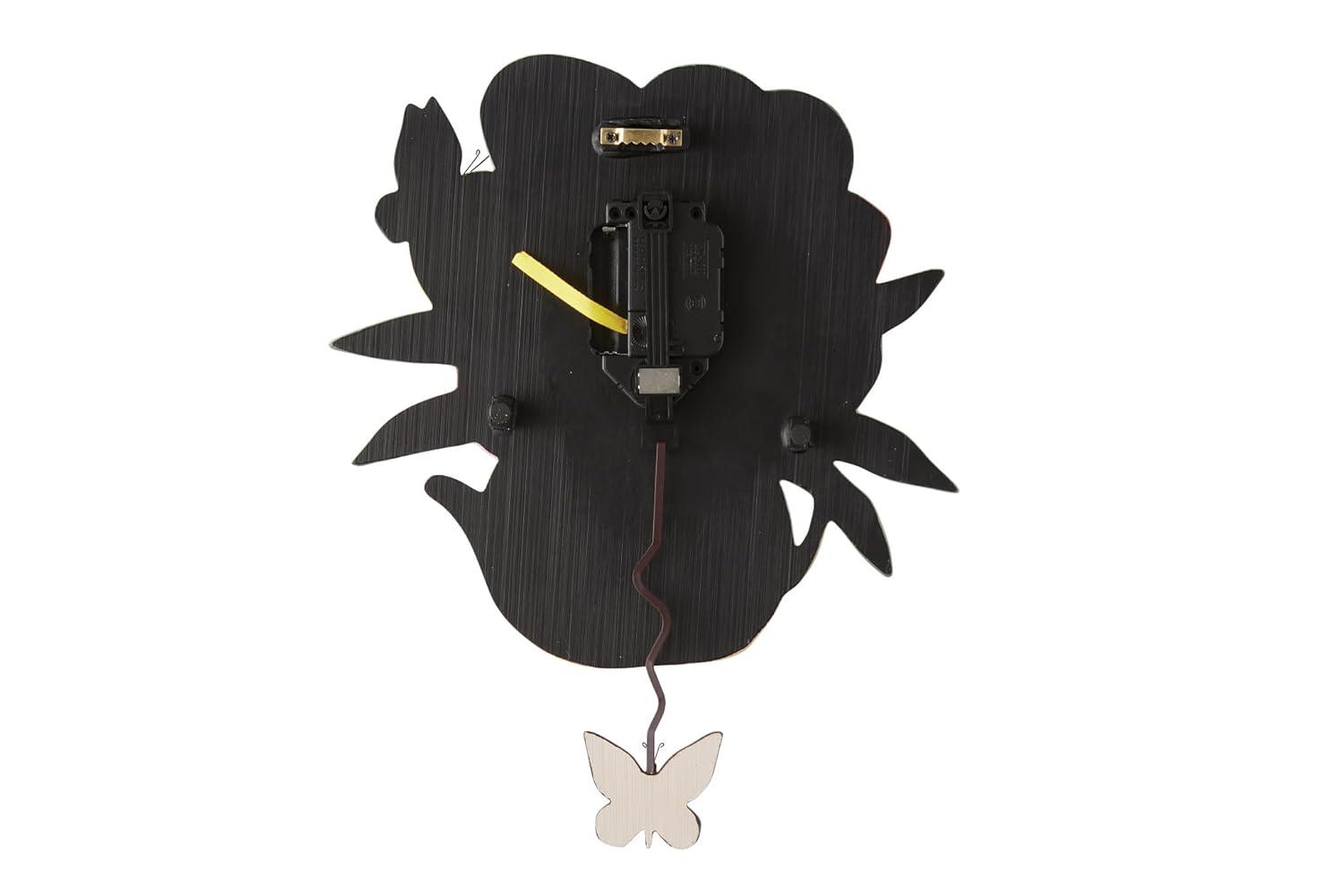 Allen Designs Tea Pot with Flowers and Butterflies Battery Operated Sculpted Pendulum Wall Clock 9.85 Inch