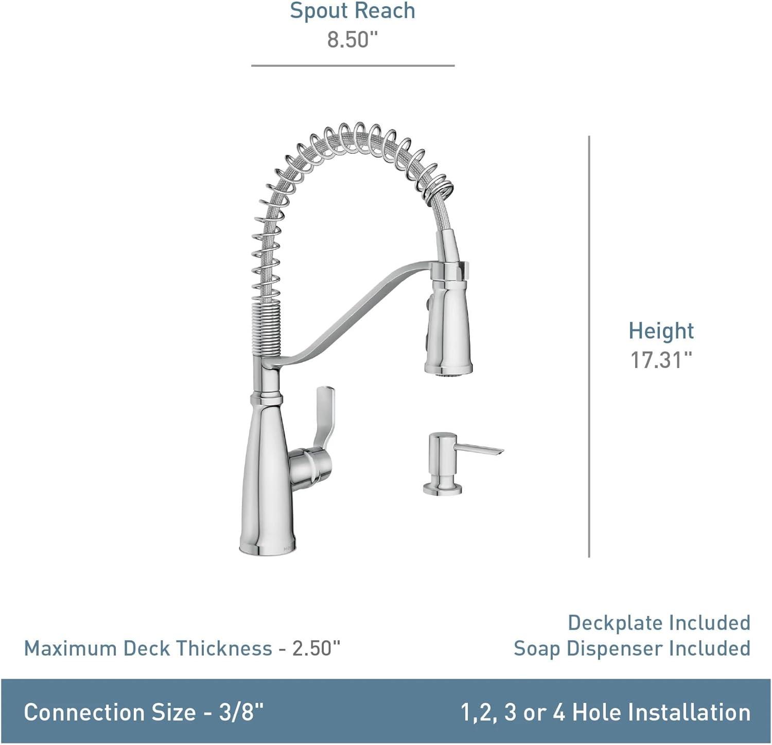 Moen Nolia Single Handle Pre-Rinse Spring Pulldown Kitchen Faucet