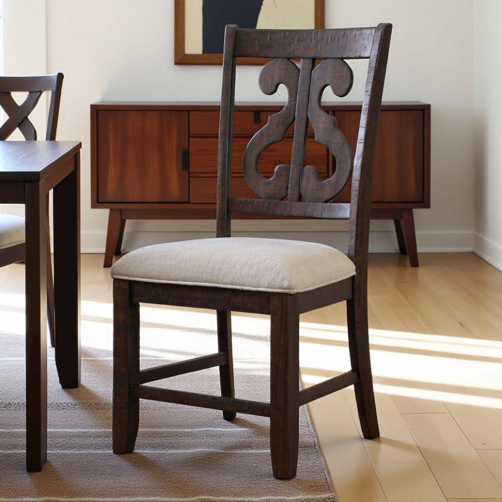 Stanford Wooden Swirl Back Chair Brown - Picket House Furnishings: Mid-Century Modern, Upholstered Seat