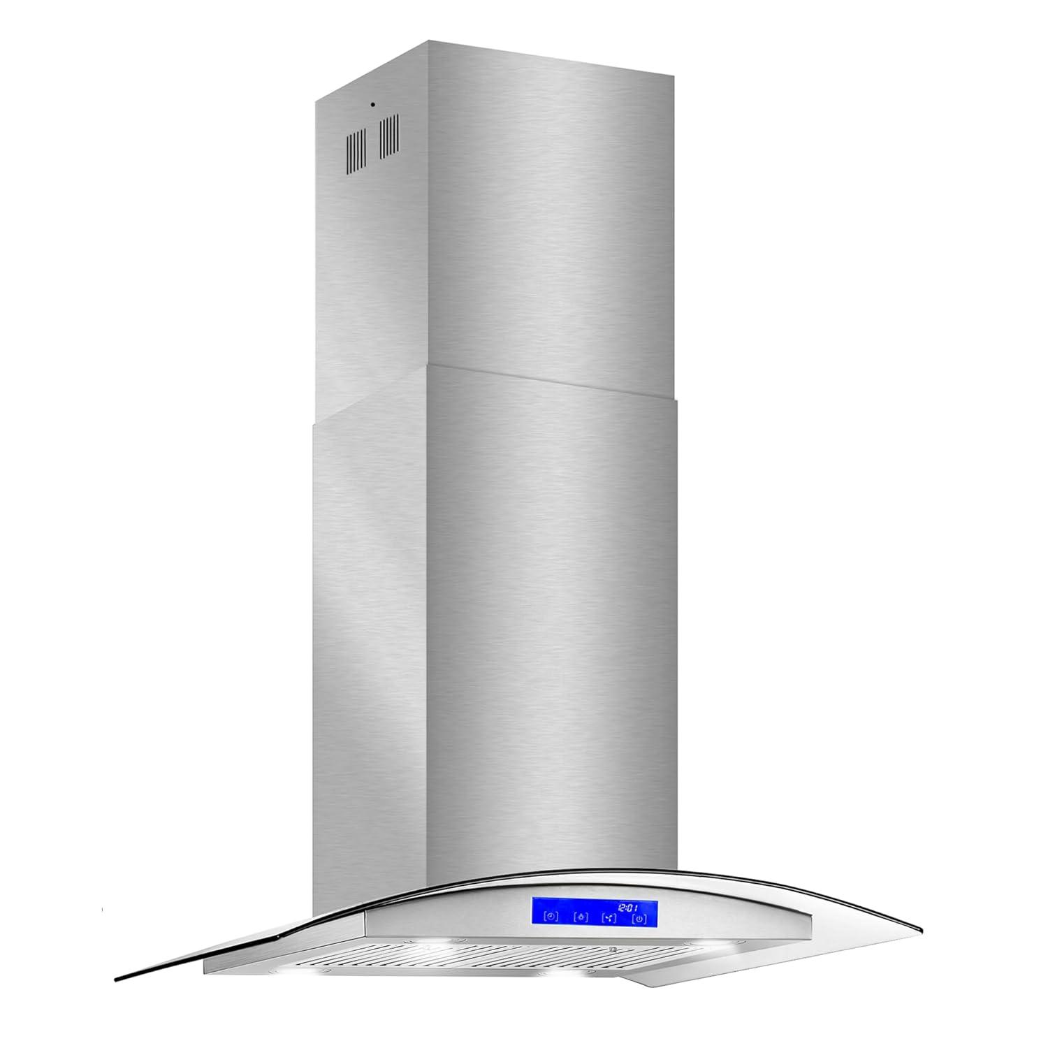 Cosmo 30 in. Ducted Island Range Hood in Stainless Steel with LED Lighting and Permanent Filters
