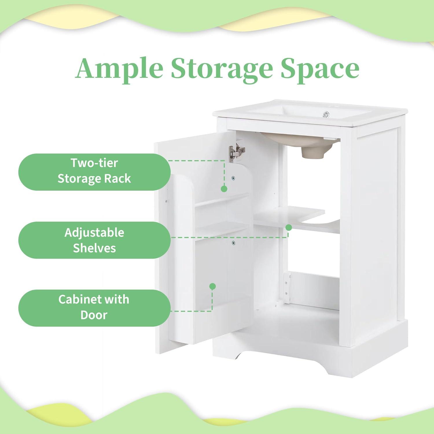 KEAIDO 30" Bathroom Vanity with Sink, Bathroom Storage Cabinet with 3 Drawers and a Door, Freestanding Bathroom Vanity with Solid Wood Legs & MDF Board