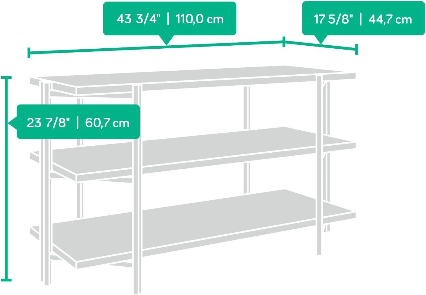 North Avenue TV Stand for TVs up to 42" Dark Brown - Sauder: Rustic Oak Console, 2 Shelves, Metal Frame