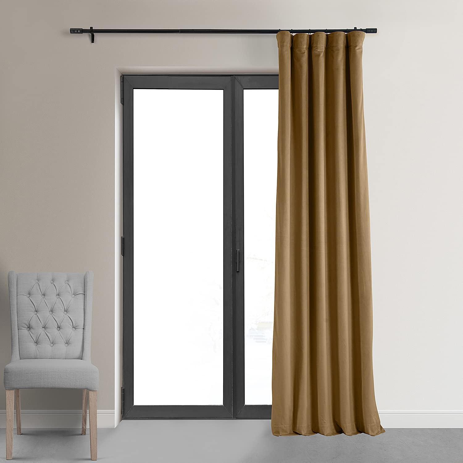 Signature Amber Gold Blackout Velvet Curtain (1 Panel), Amber Gold, 50W X 96L