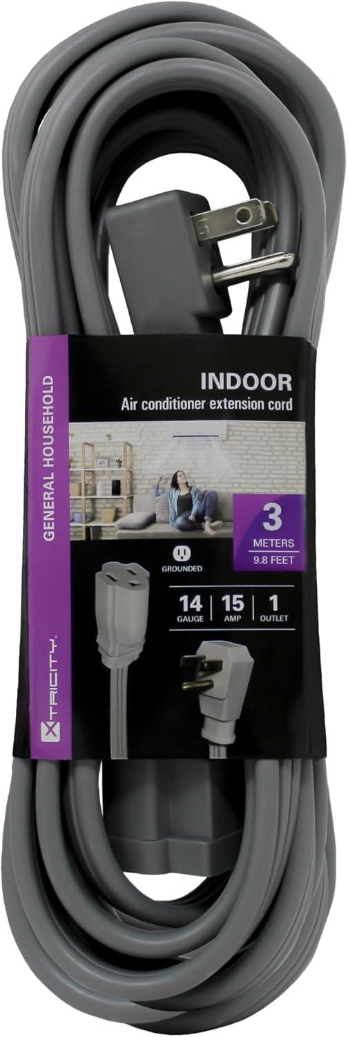 10 FT Heavy Duty Grey Air Conditioner and Appliance Extension Cord