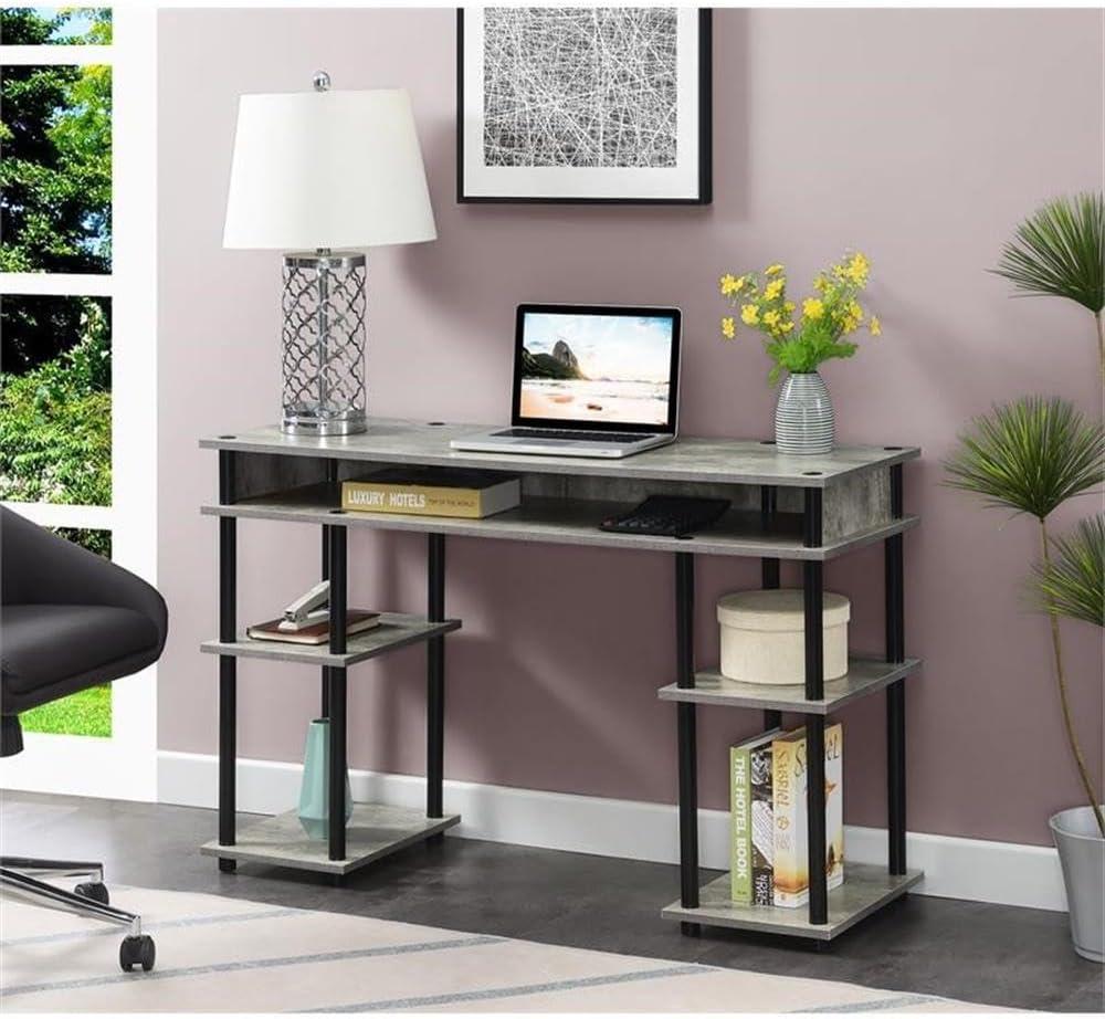 Convenience Concepts Designs2Go 30" Tall No Tools Student Desk with Shelves, Faux Birch/Black