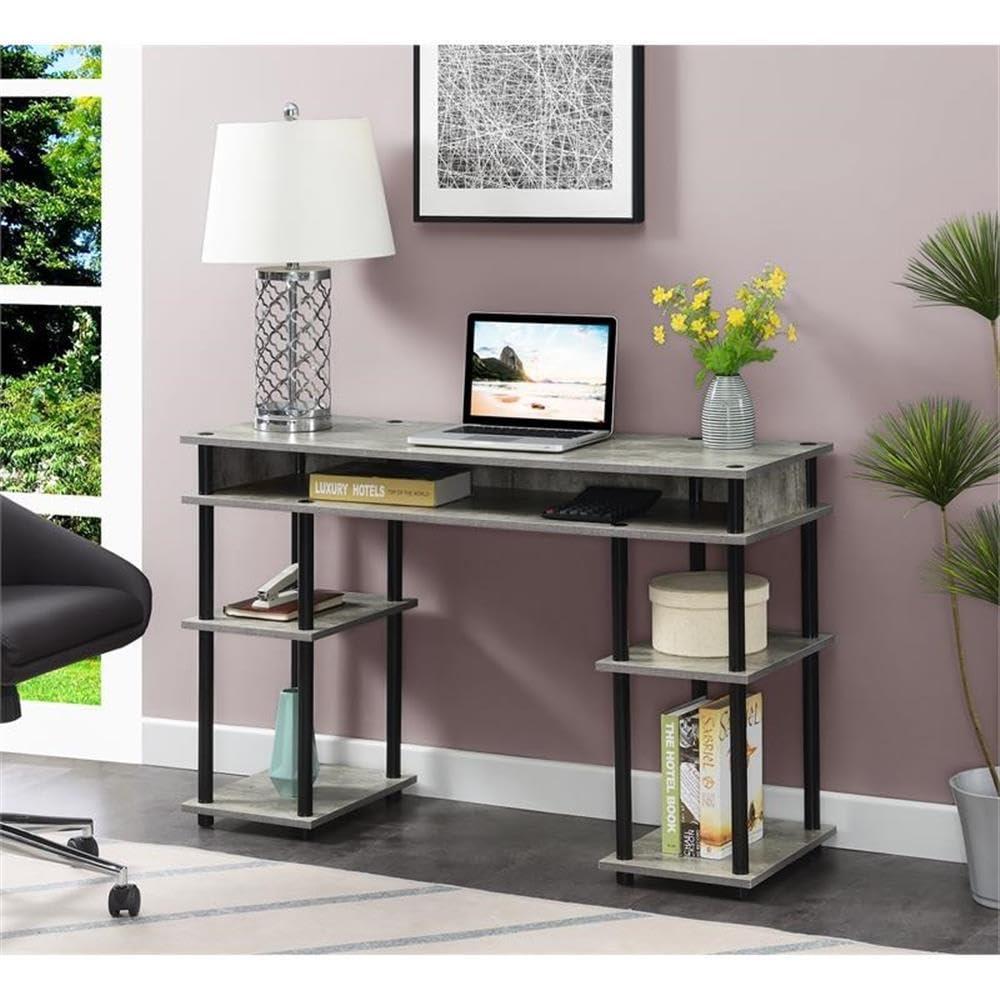 Convenience Concepts Designs2Go 30" Tall No Tools Student Desk with Shelves, Faux Birch/Black