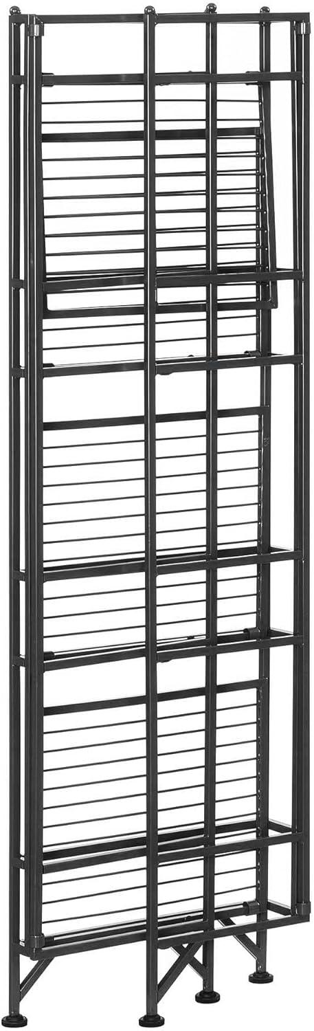 Convenience Concepts XTRA-Storage 4 Tier Folding Shelf in Black Metal Finish