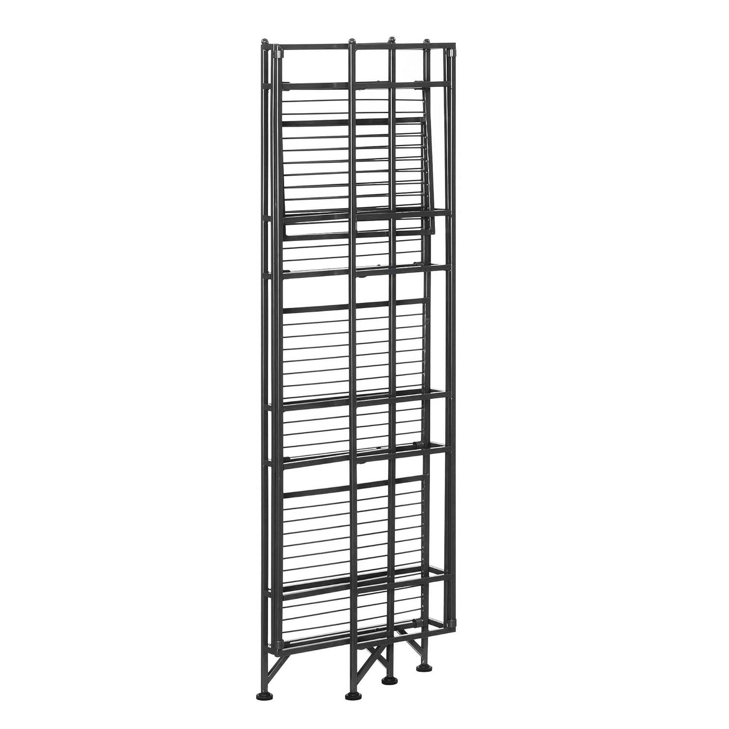 Convenience Concepts XTRA-Storage 4 Tier Folding Shelf in Black Metal Finish