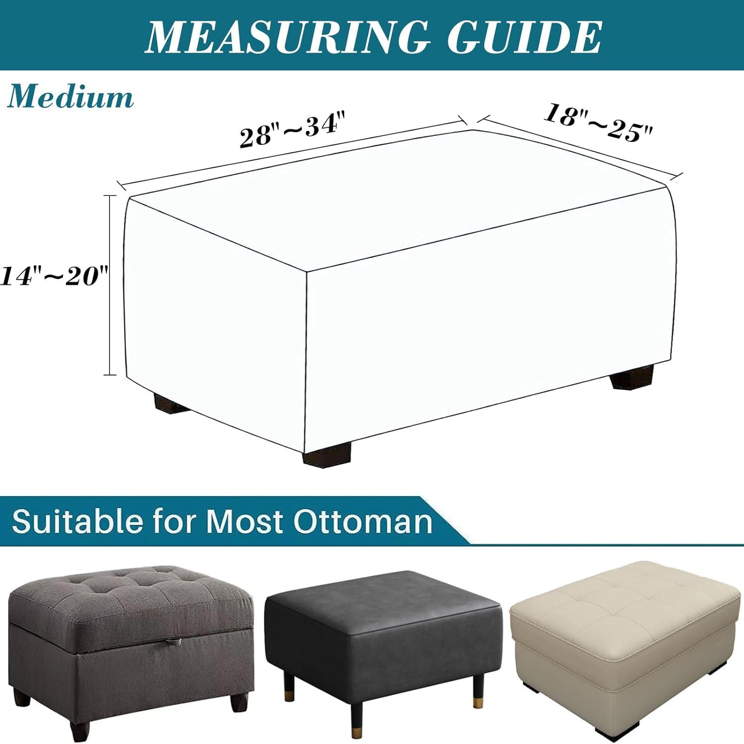 HFCNMY Ottoman Cover Rectangle,Stretch Velvet Slipcovers Rectangle Thick Covers Slipcover for Ottomans Soft Foot Stool with Elastic Bottom Beige Medium (ASMFDT20230725-7)